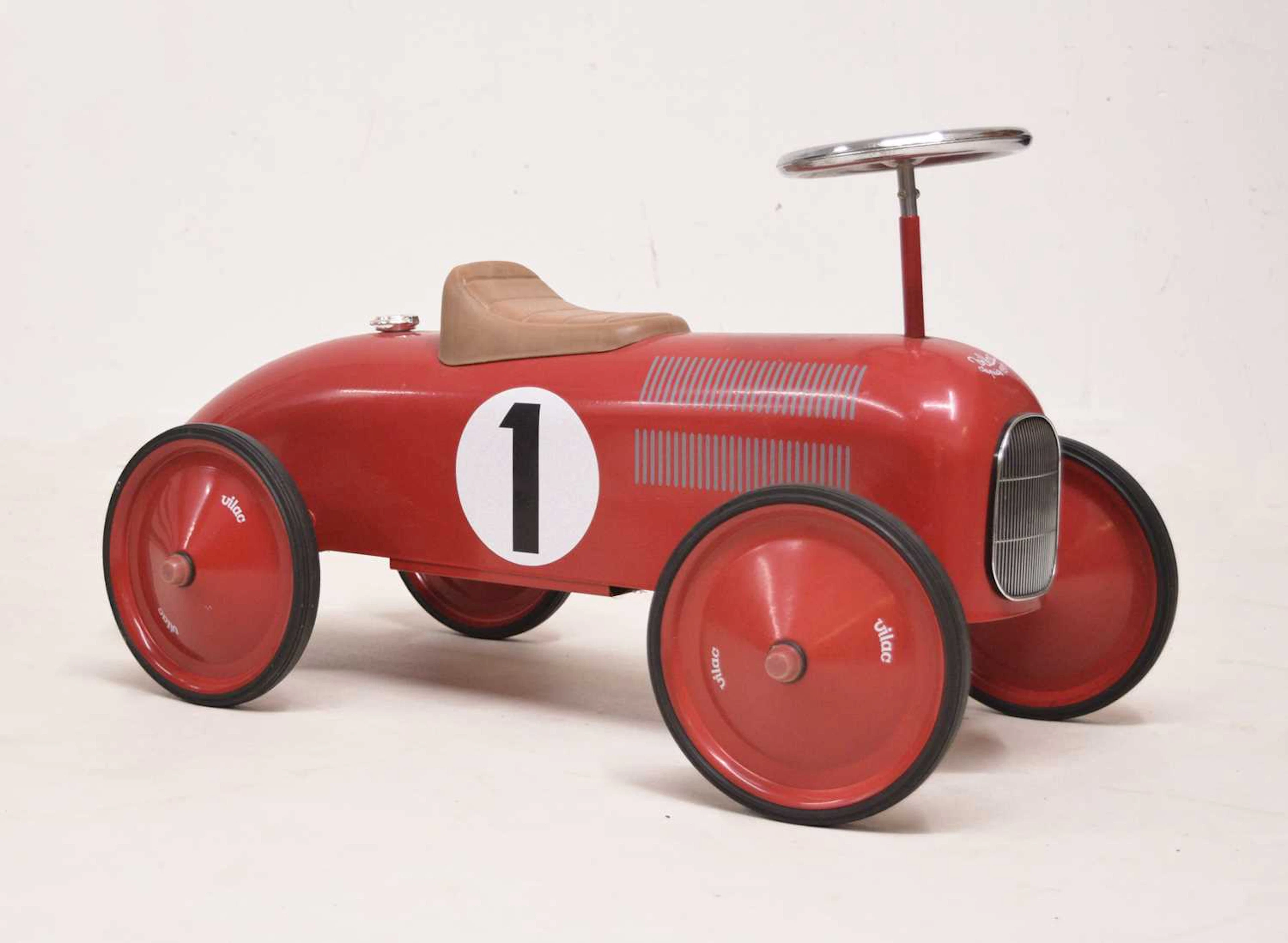 Vilac - Vintage style red painted metal ride-on roadster