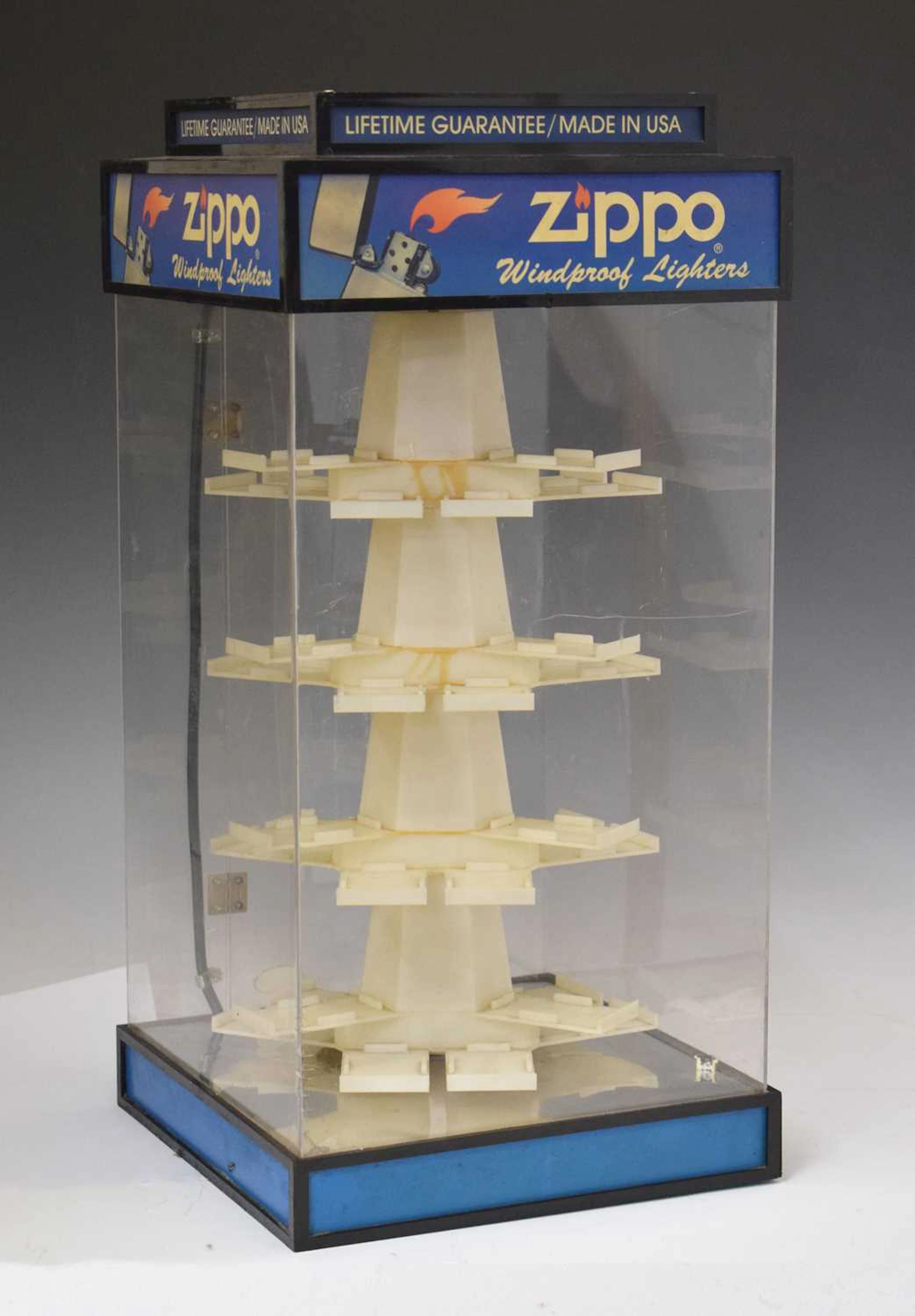 Zippo vintage point of sale counter top shop display stand, with revolving