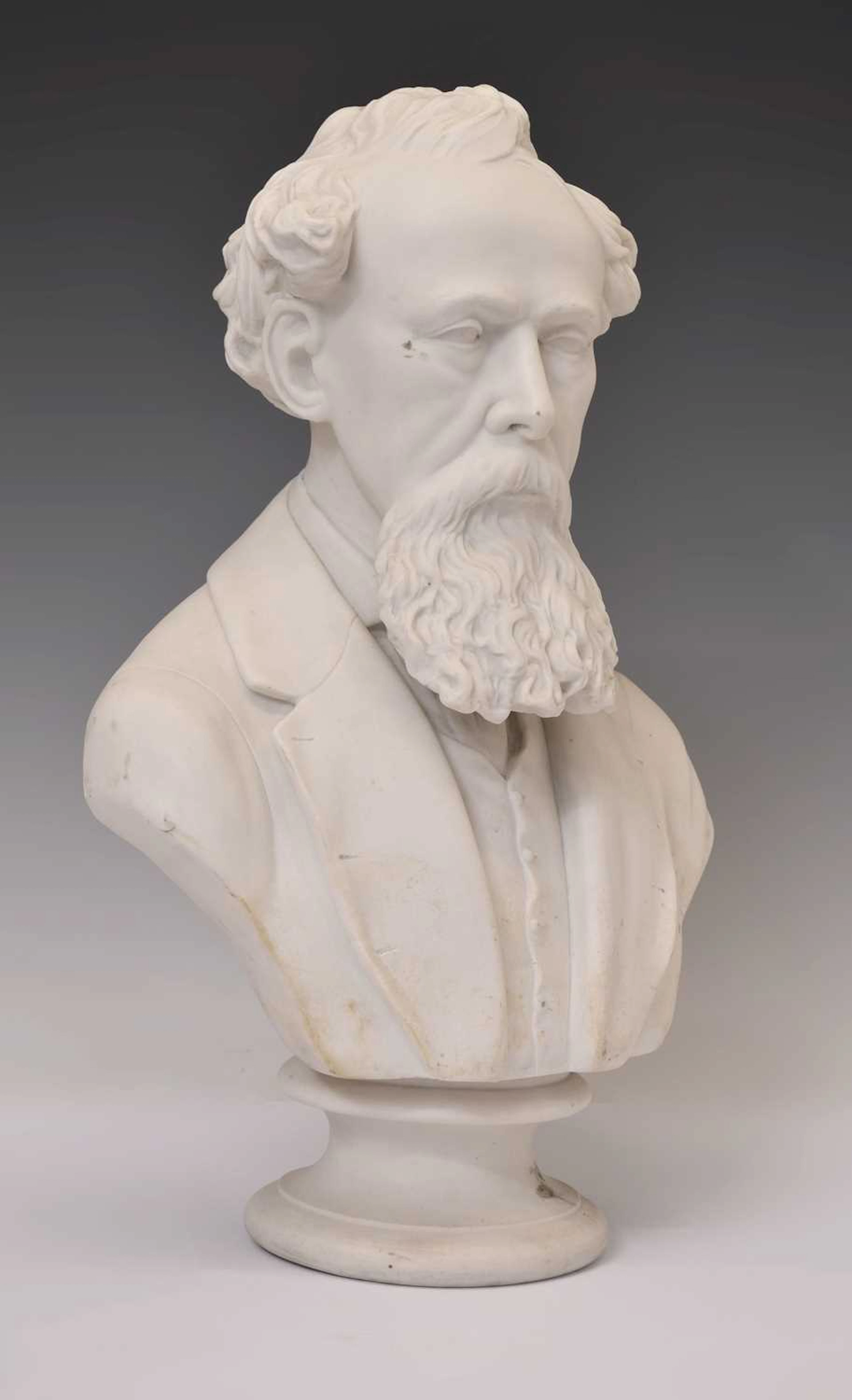 James & Thomas Bevington Parian bust of Charles Dickens
