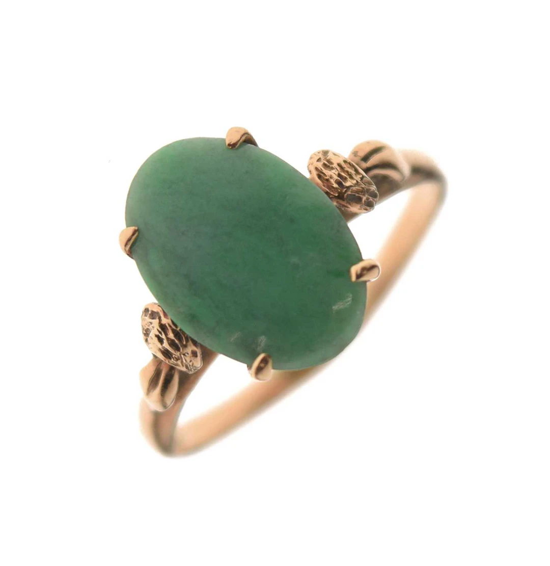 Chinese jade (jadeite) yellow metal ring