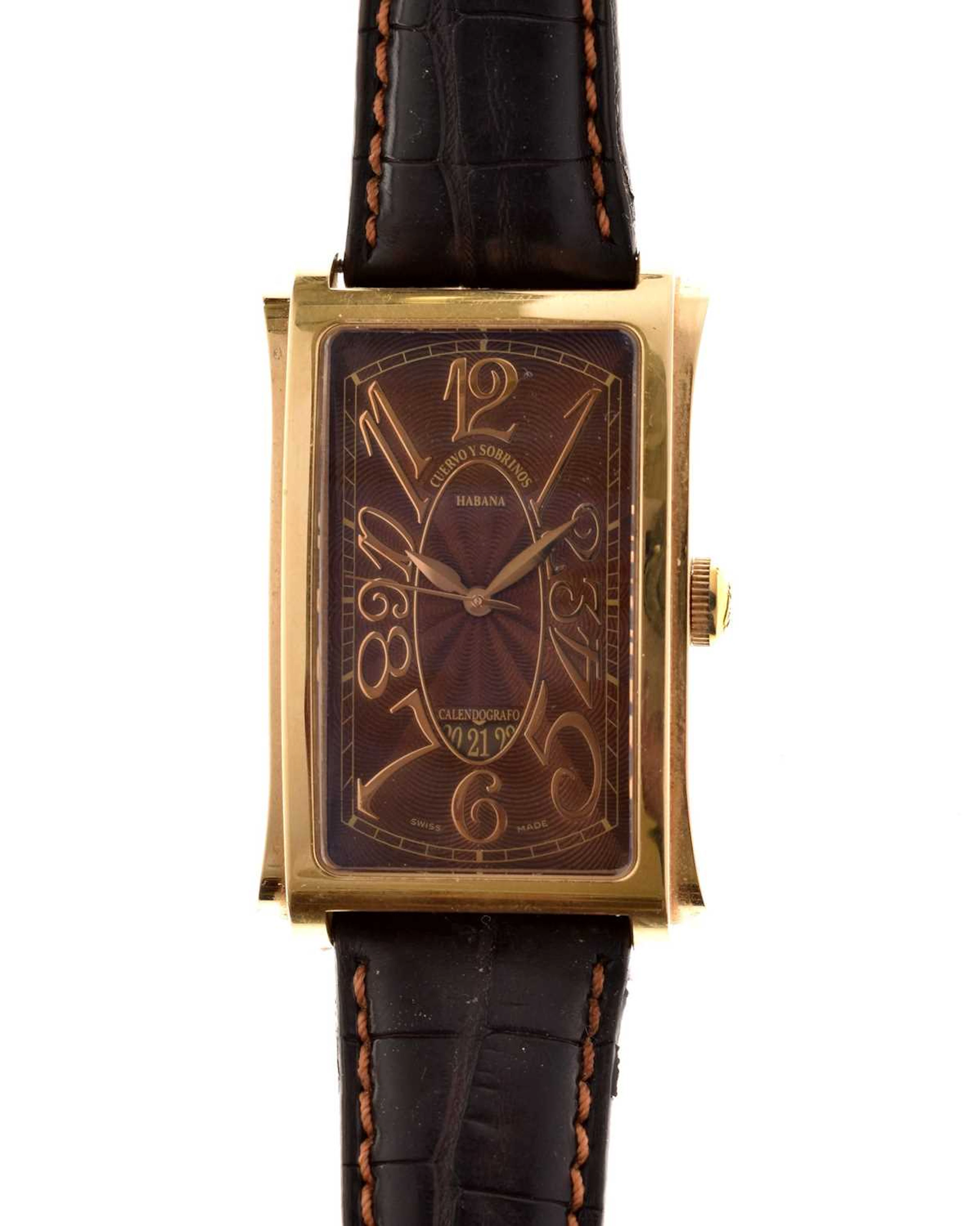 Cuervo y Sobrinos - Prominente 18ct gold cased wristwatch, ref. A 1012
