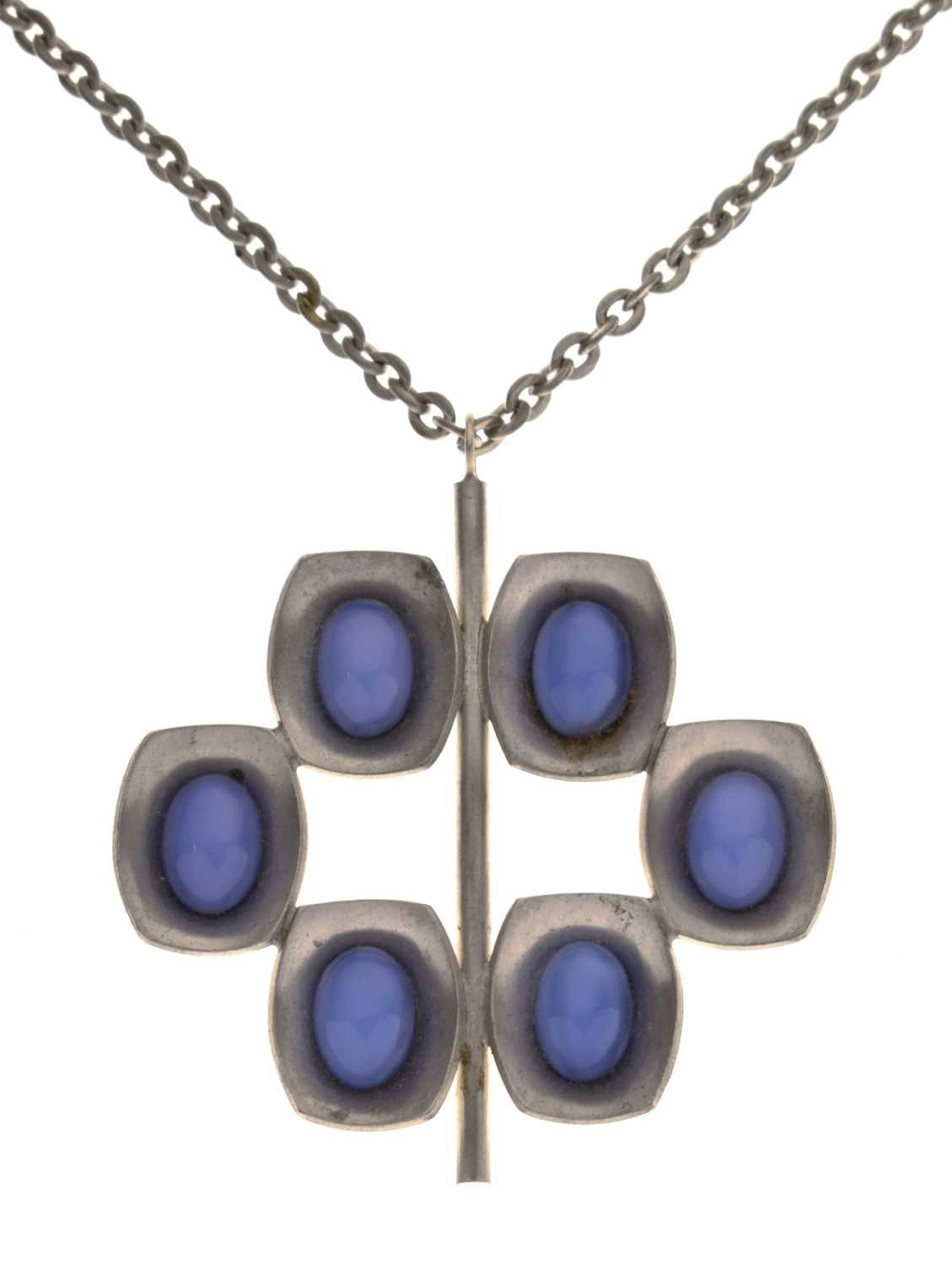 Jorgen Jensen blue glass pendant necklace