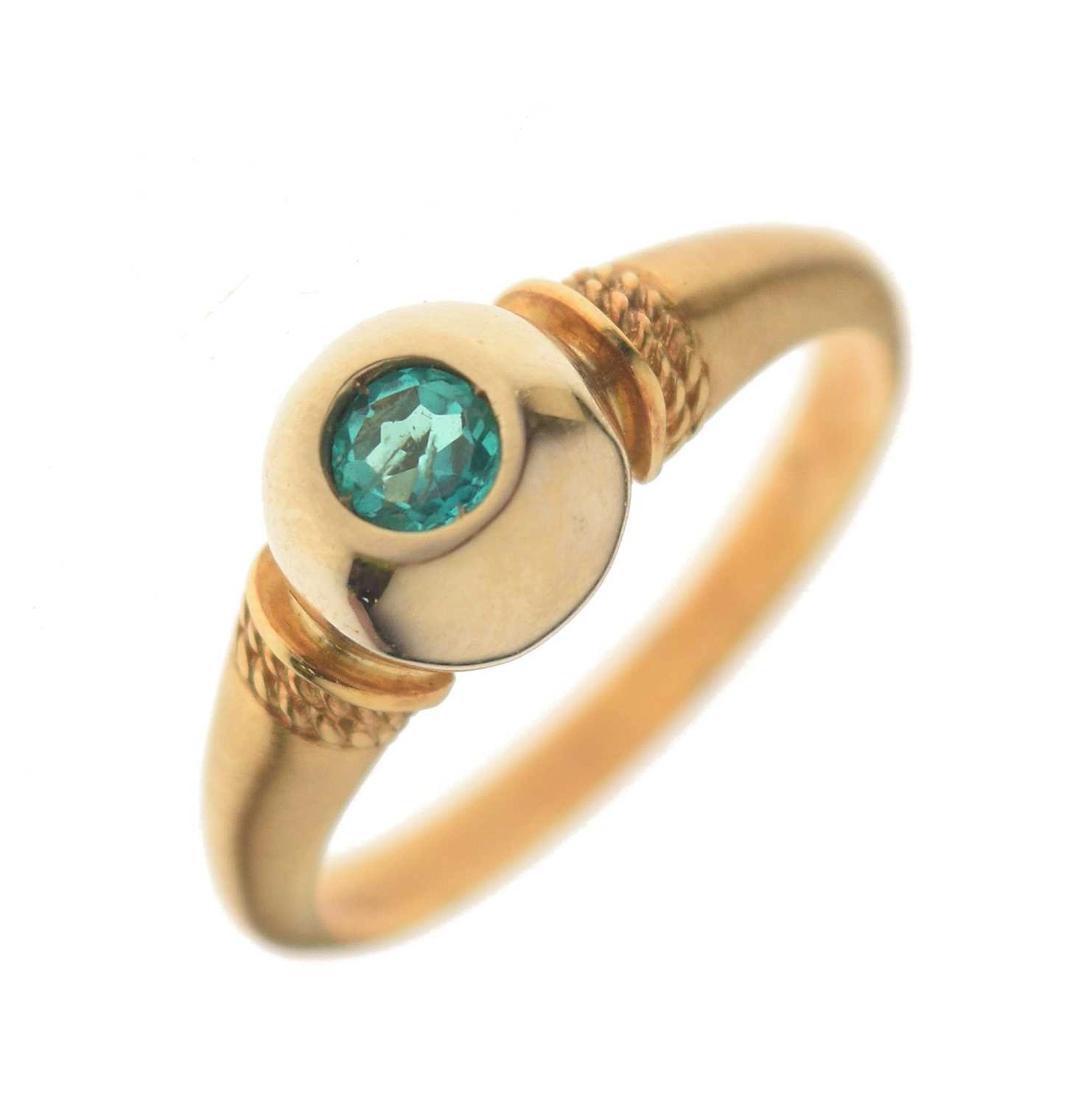 Gem-set yellow metal ring, stamped '18KT'