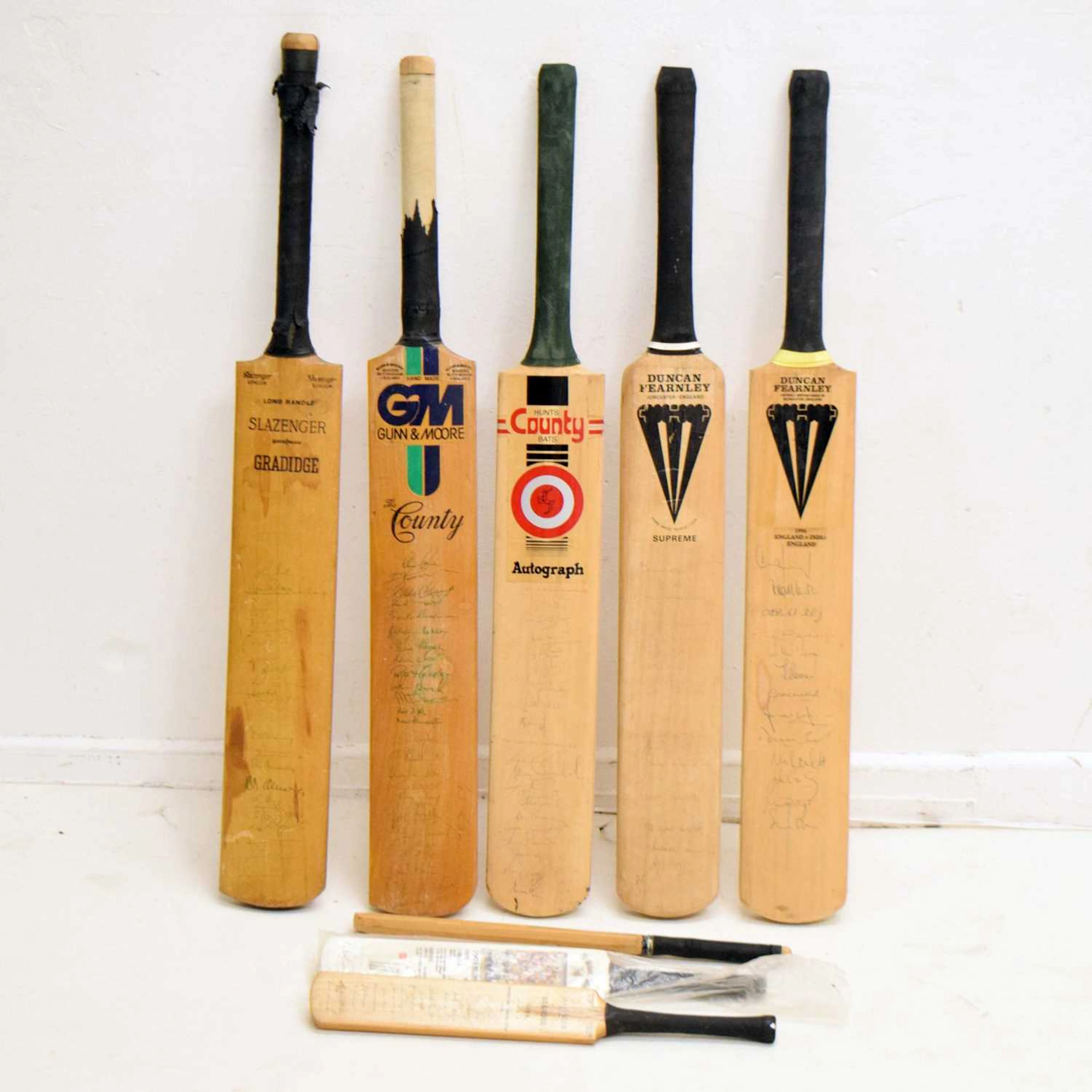 International Test Cricket Interest - Group of autographed cricket bats