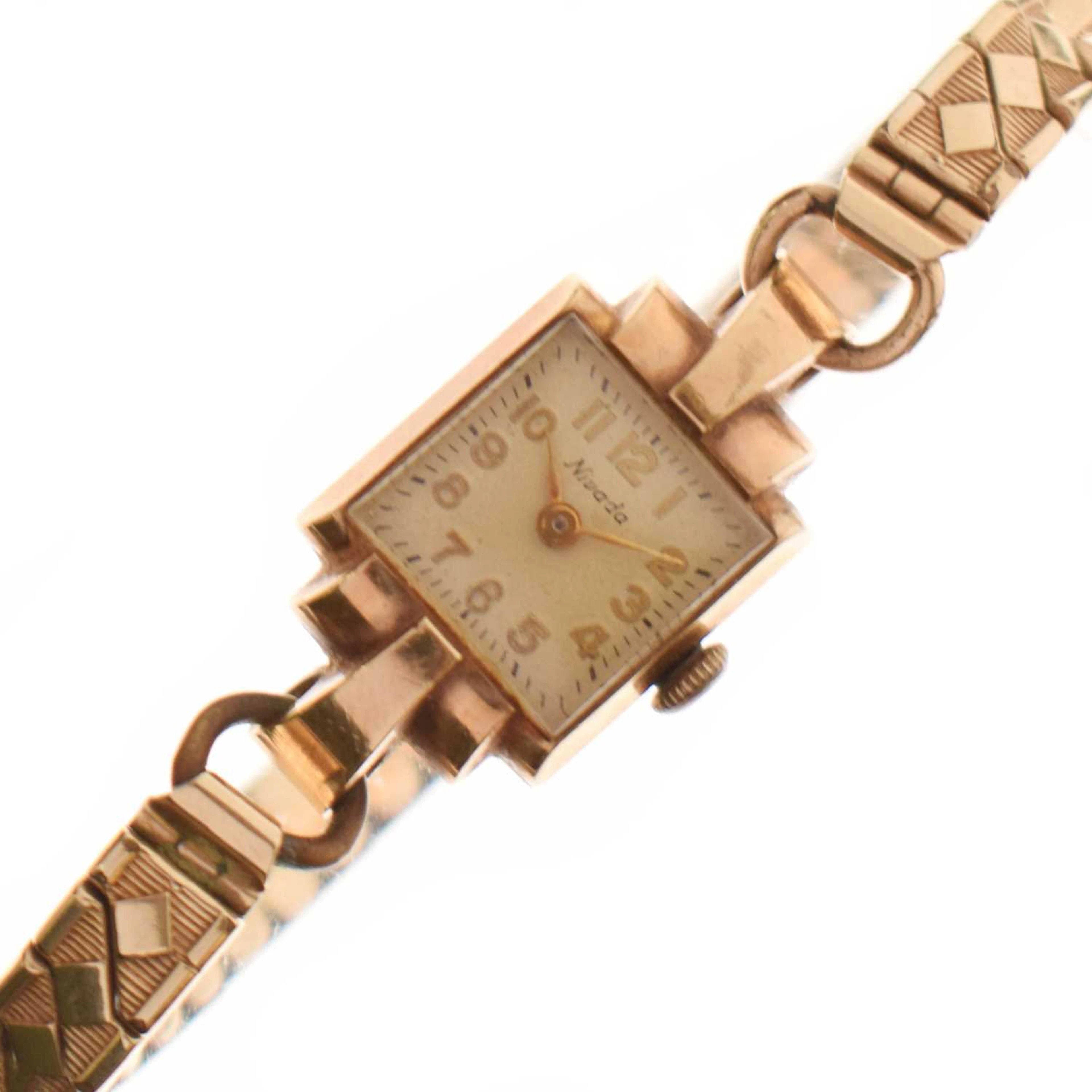 Nivada - Lady's 9ct gold cased bracelet watch, together with a part