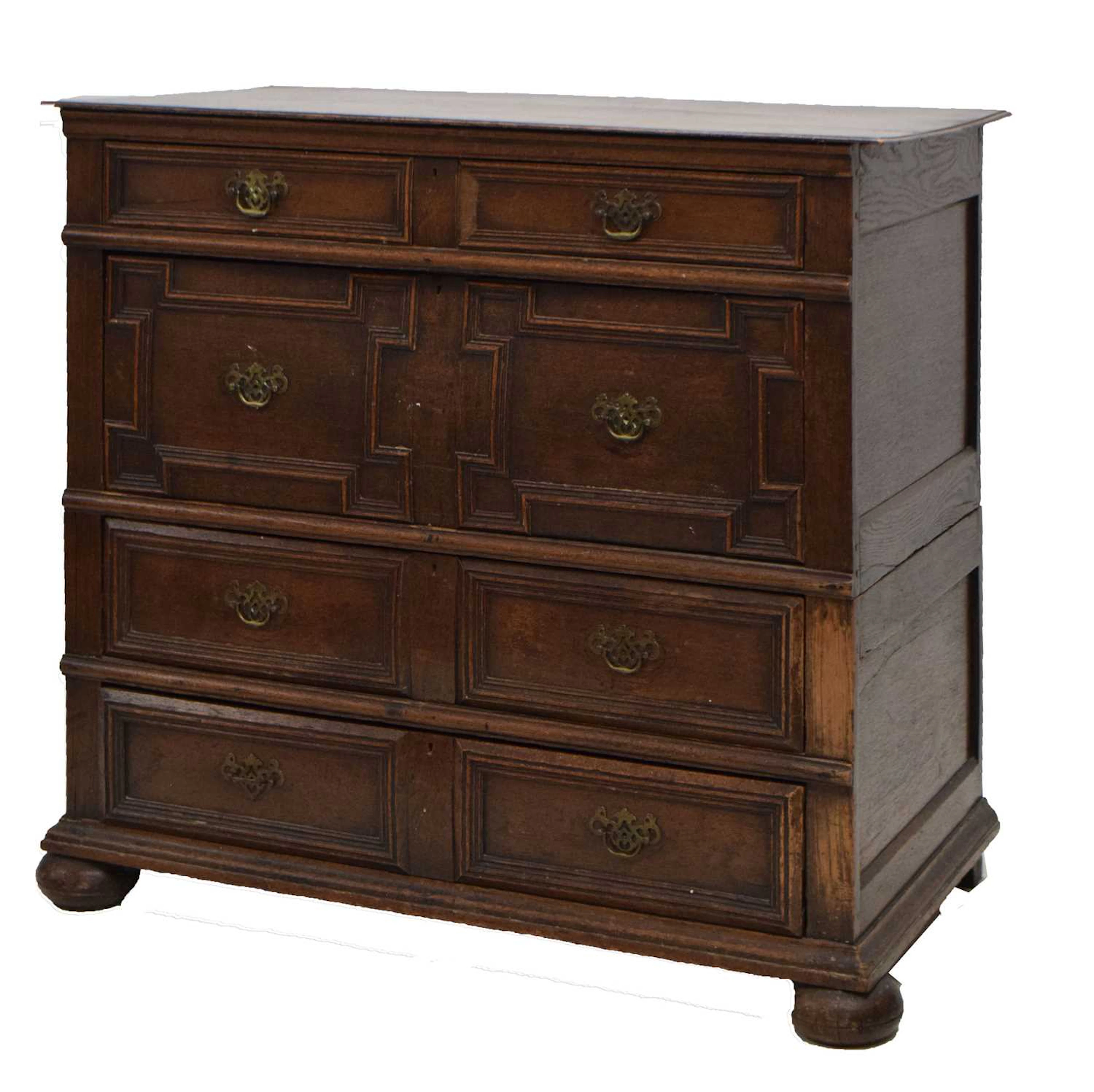 Late 17th century oak geometric chest