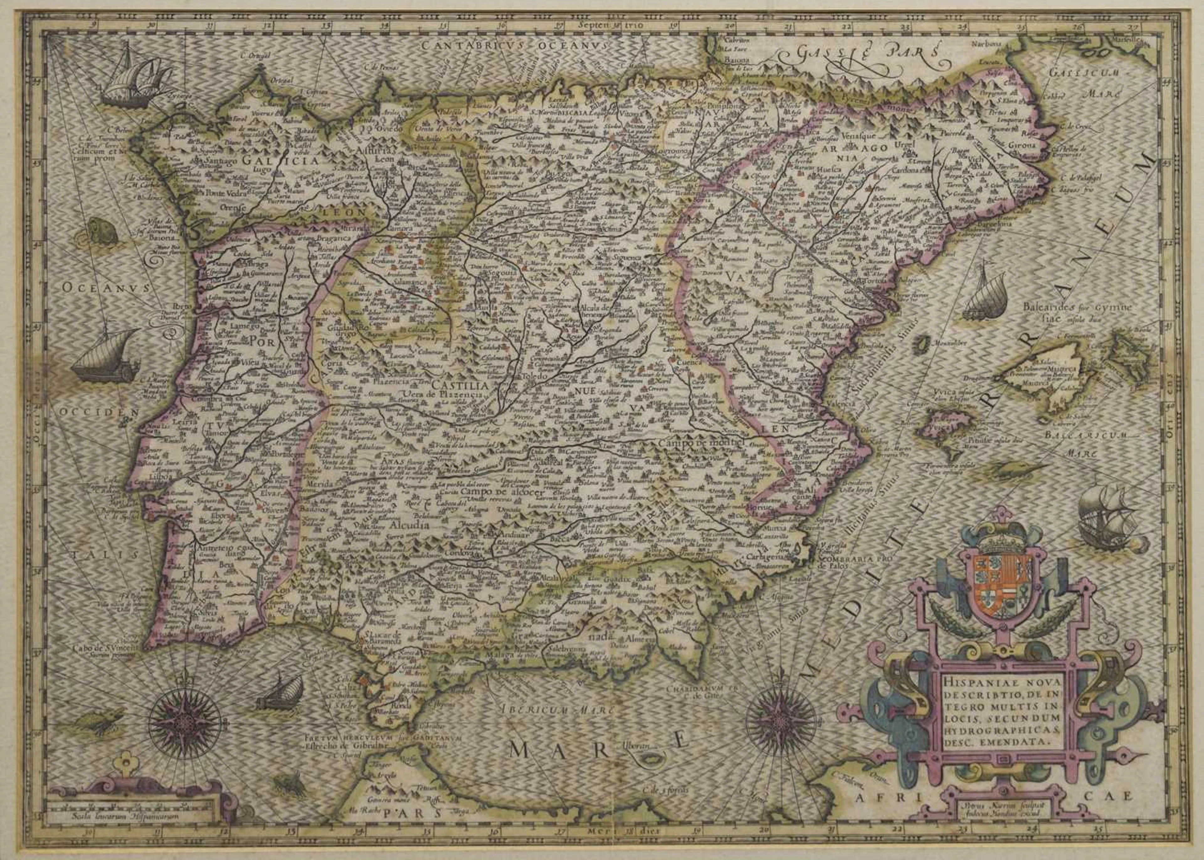 17th century Hondius map of Spain