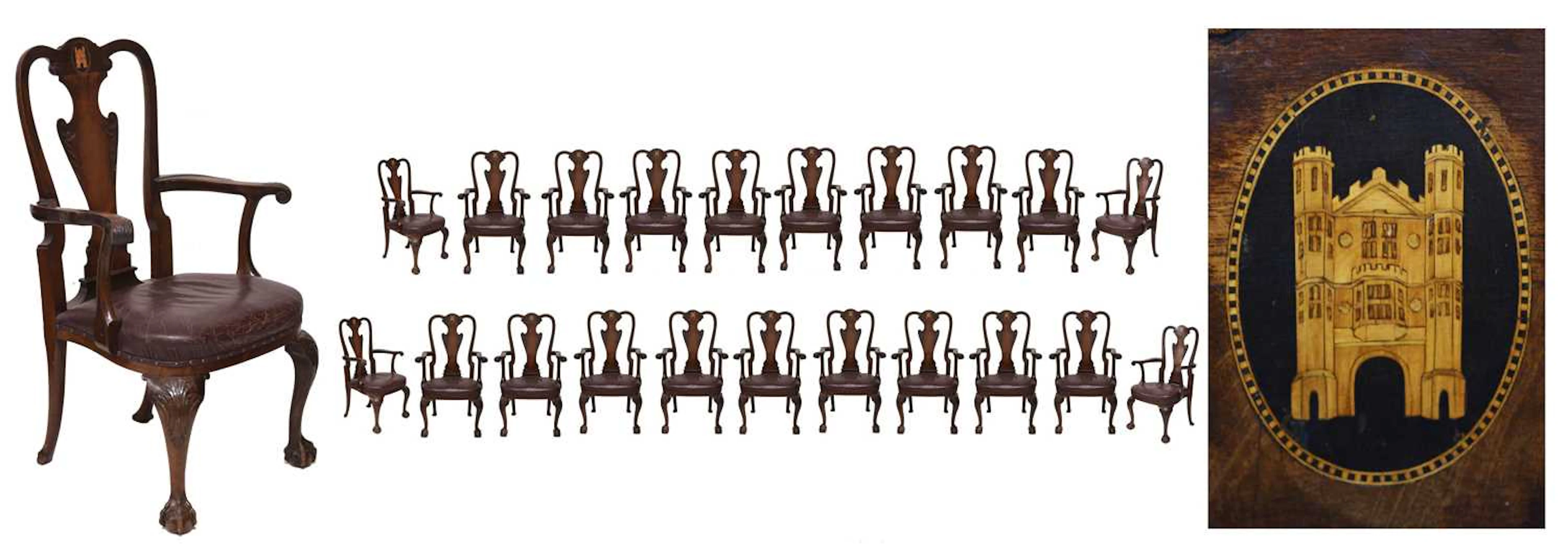 Set of twenty-one early 20th century George II Irish-style inlaid