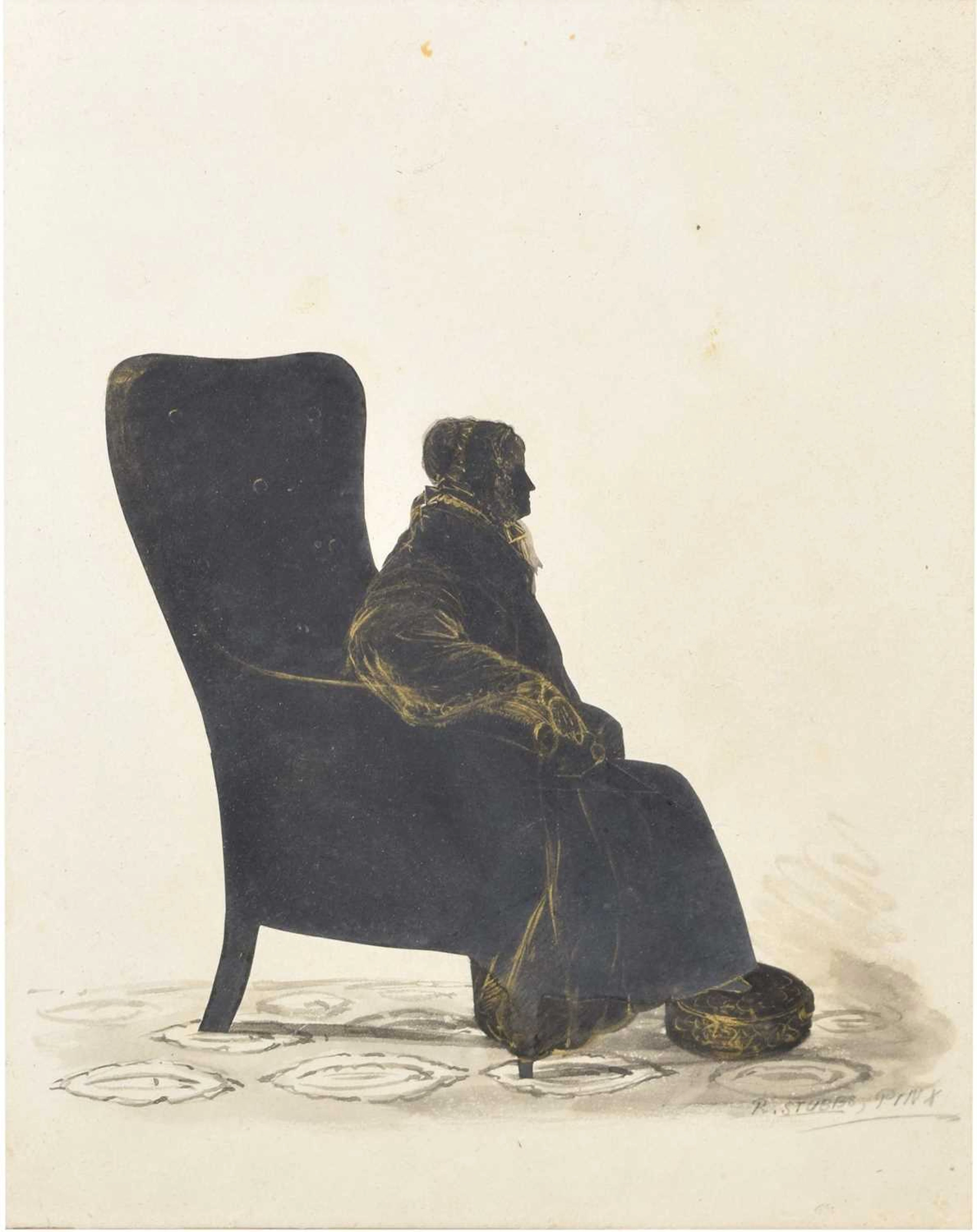 R. Stubbs (19th century) - Ink heightened with gold - Silhouette of