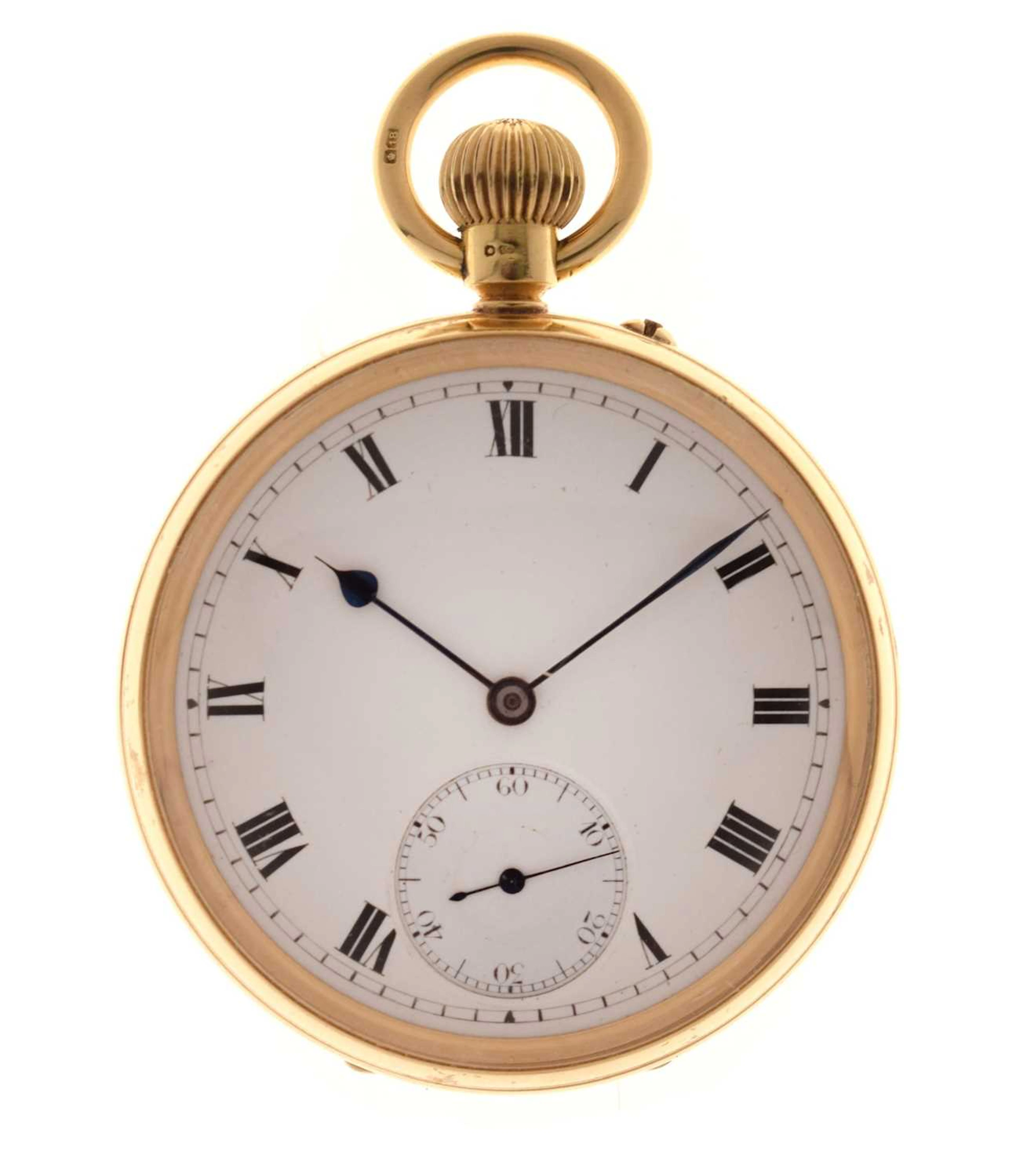 George V 18ct gold open face pocket watch, Ross, Winchester