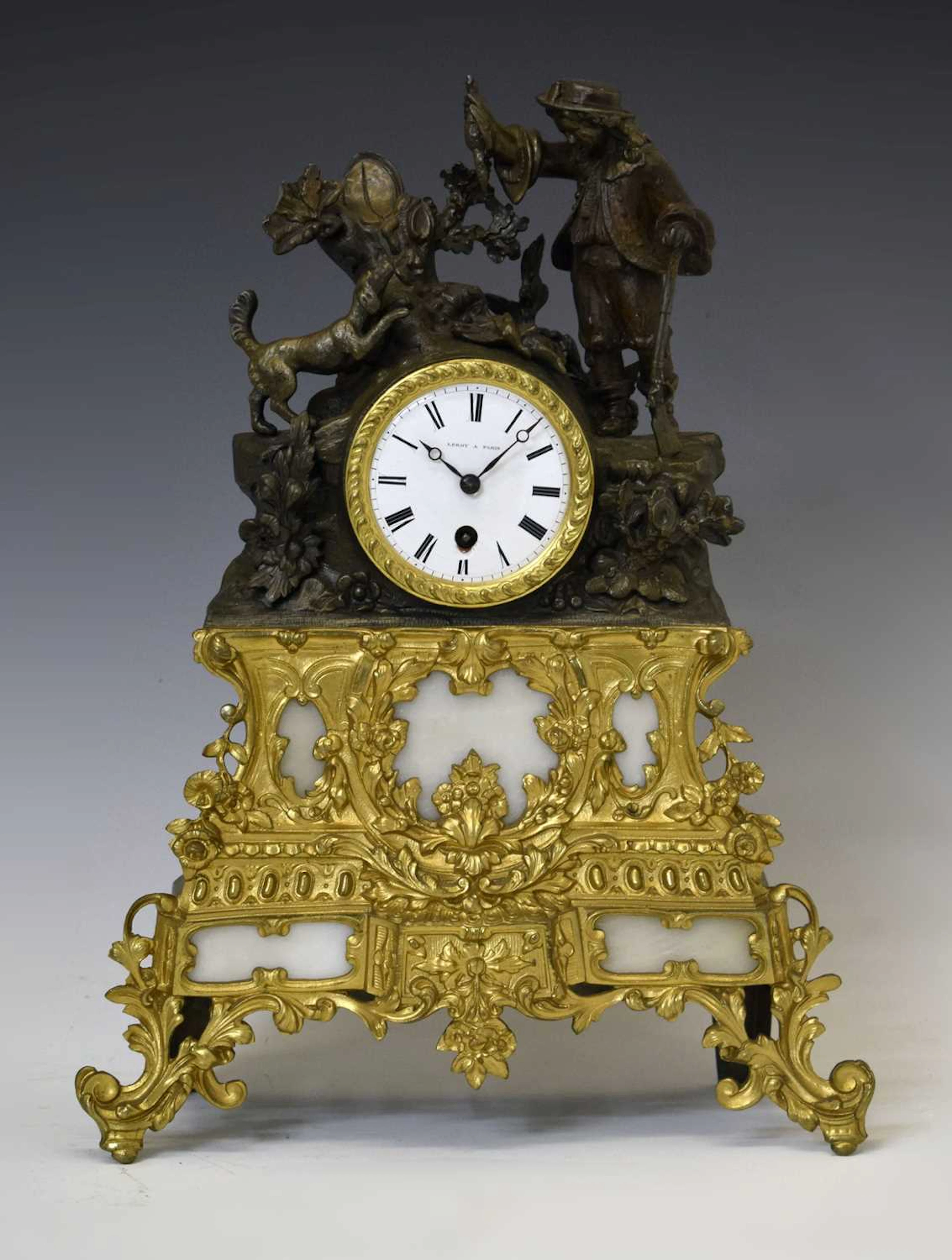 Leroy à Paris - Mid 19th century French gilt spelter mantel clock