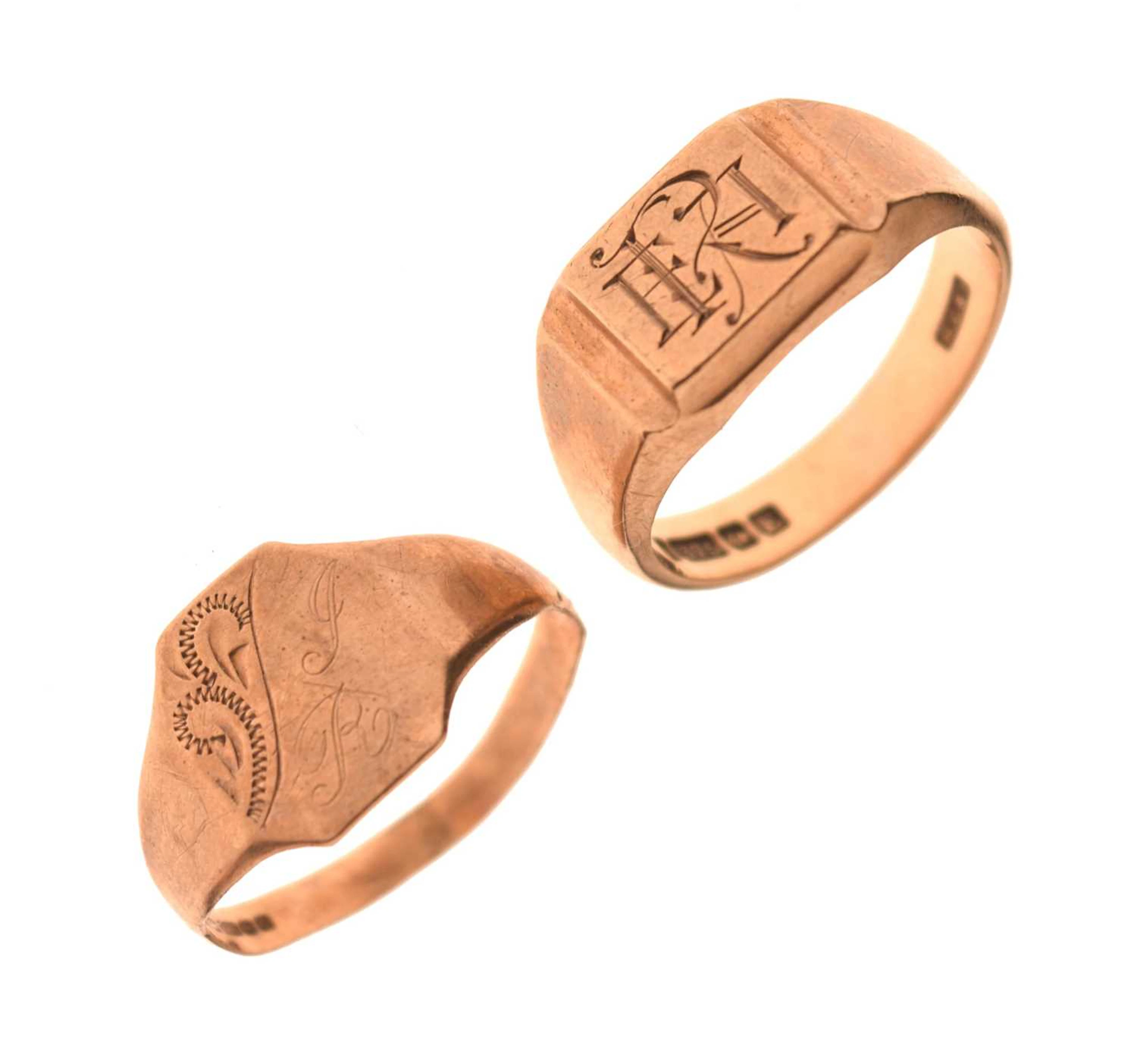 Two 9ct gold signet rings