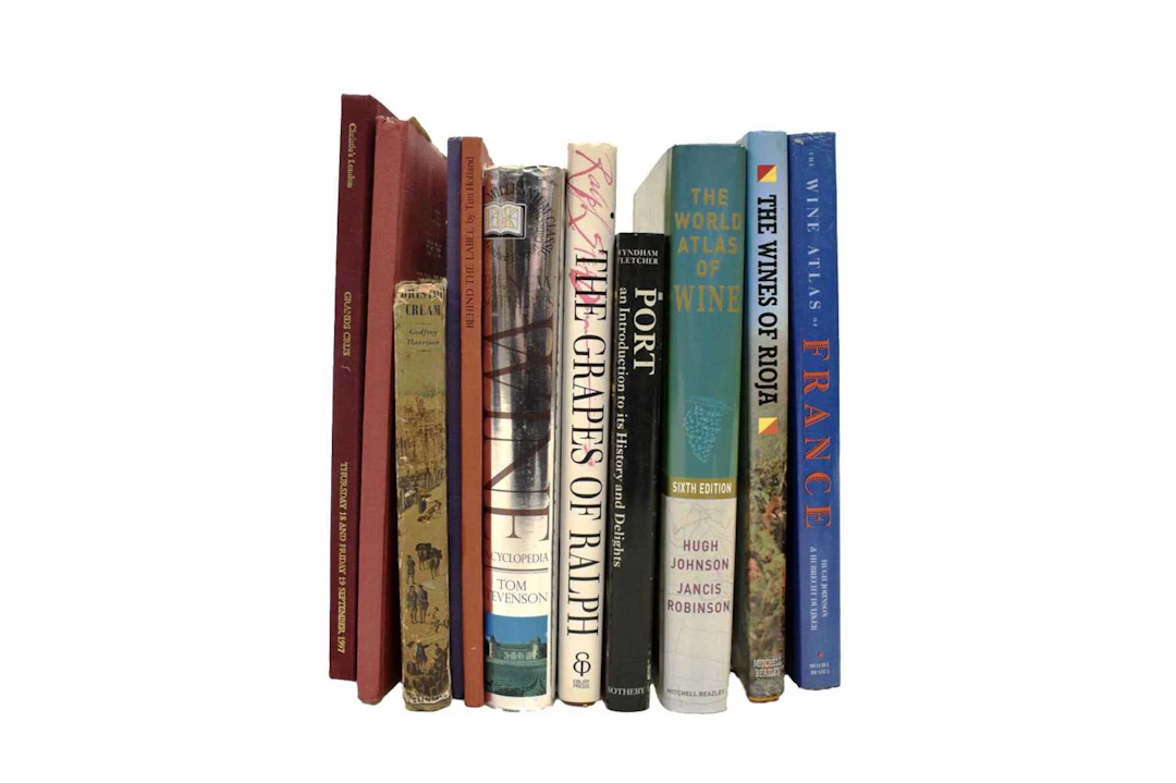 Collection of books relating to wine