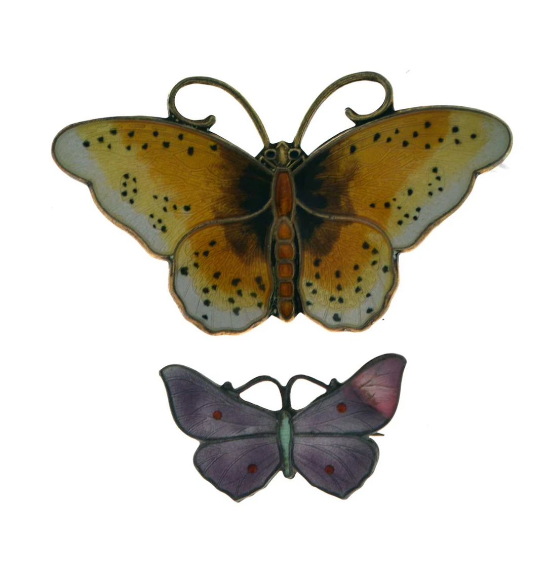 Htoar Prydz - Norwegian silver-gilt enamel butterfly brooch, etc (2)