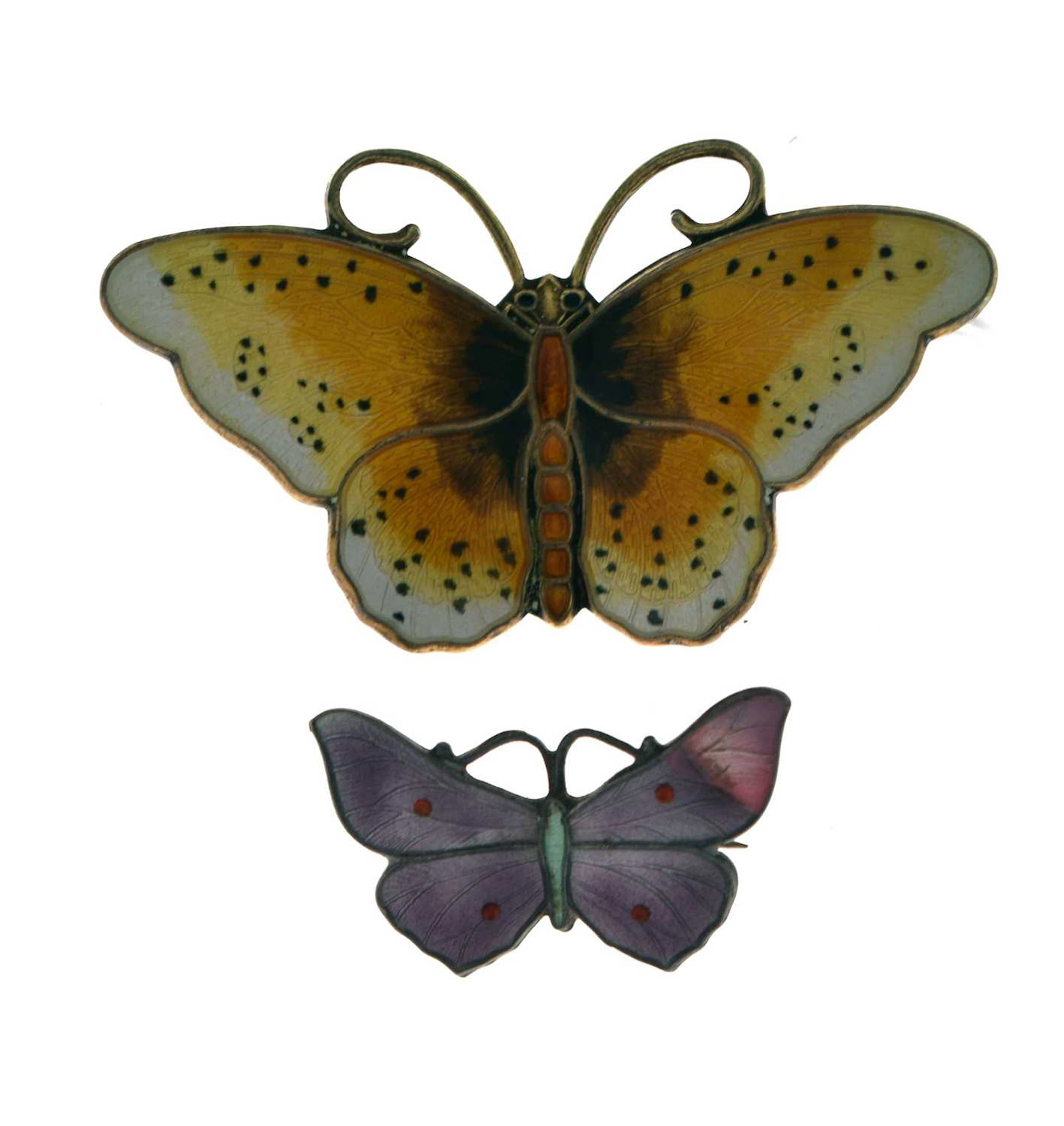 Htoar Prydz - Norwegian silver-gilt enamel butterfly brooch, etc (2)