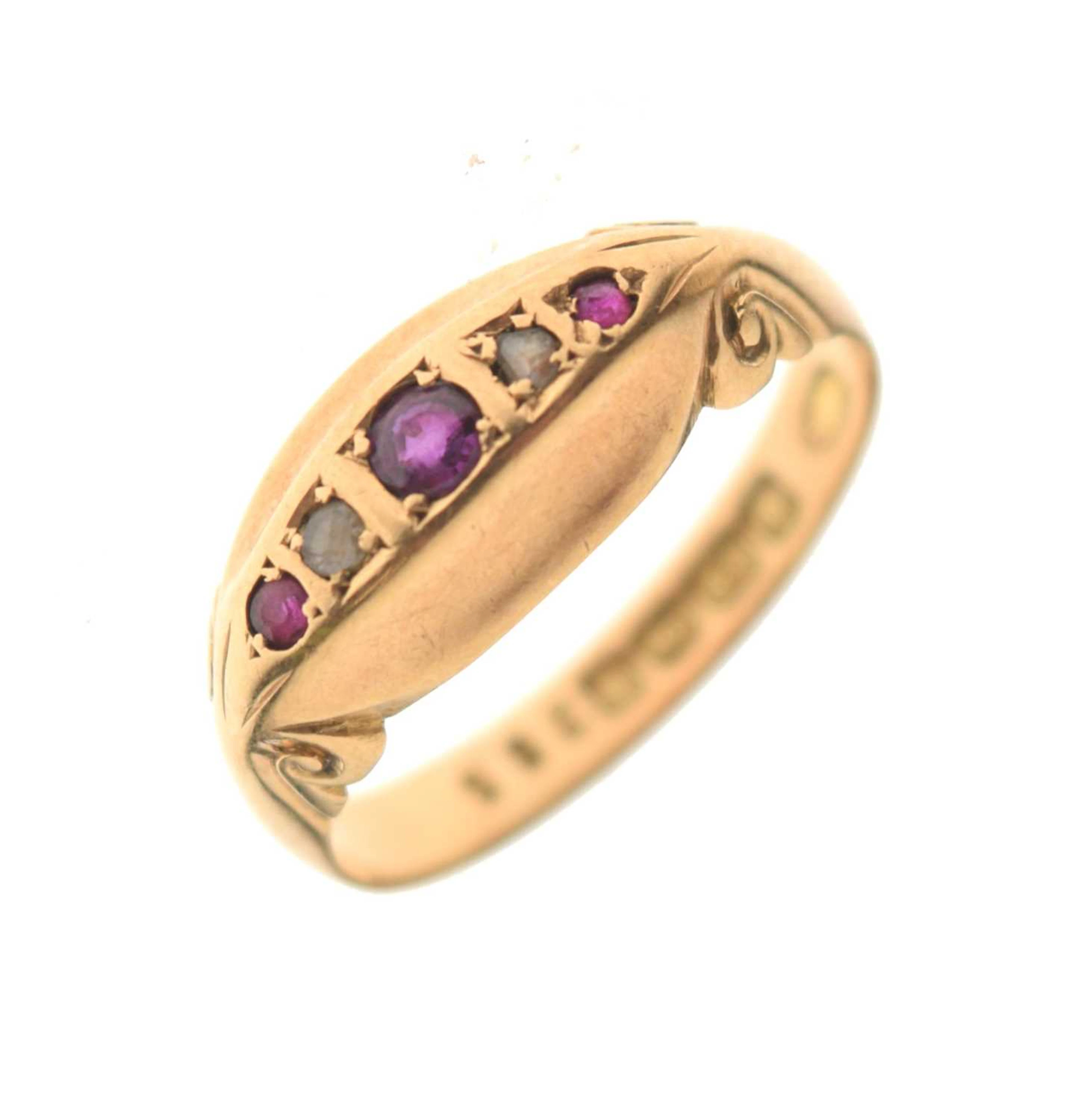 Early 20th century ruby and diamond 18ct gold ring