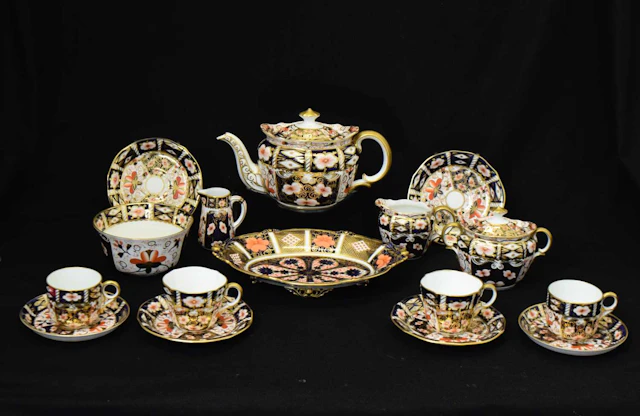 Royal Crown Derby - Group of porcelain tea wares, etc
