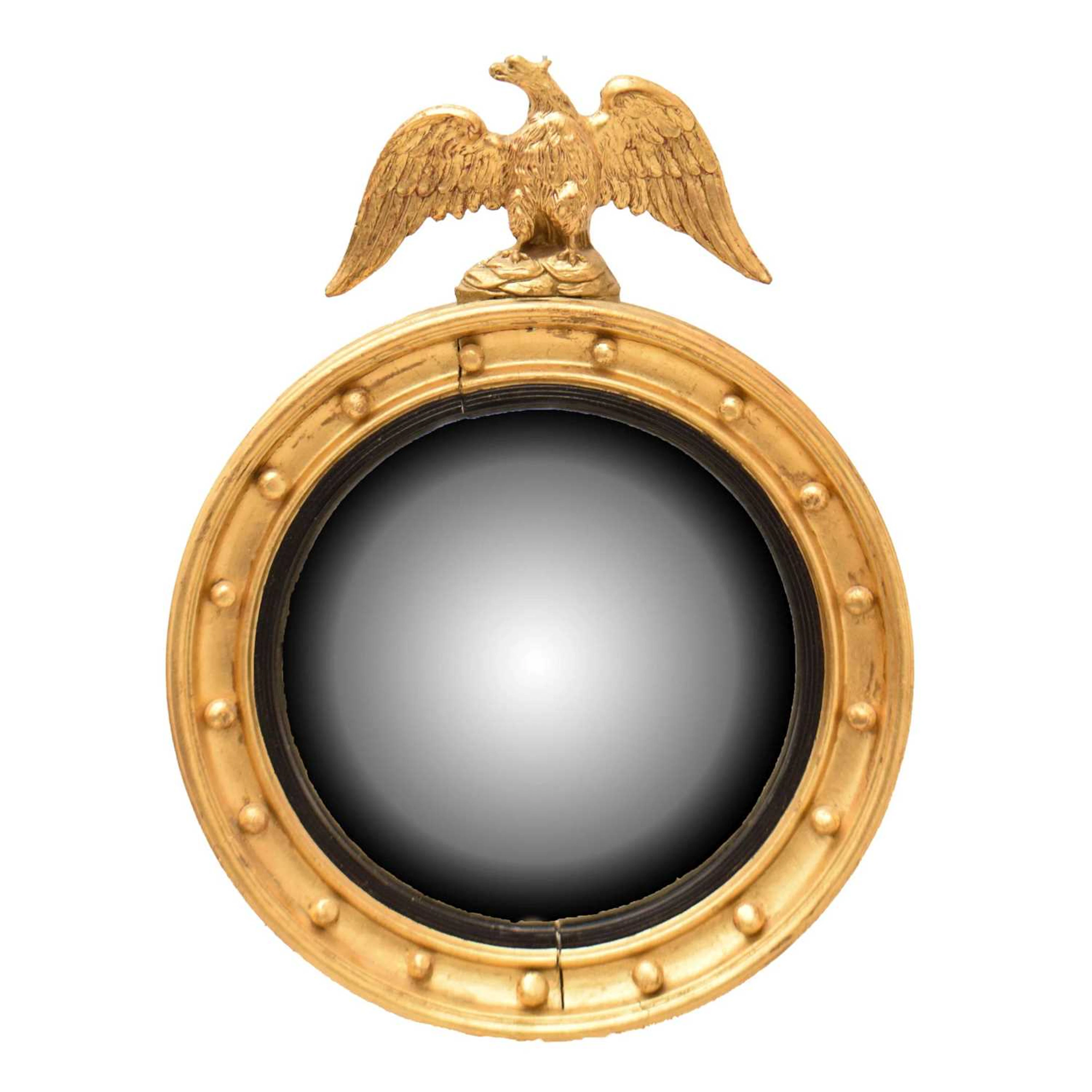 Reproduction Regency style giltwood convex wall mirror