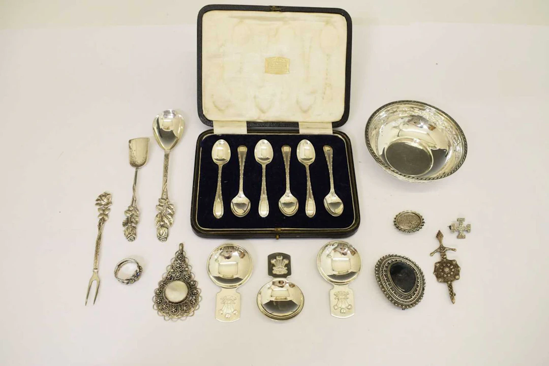 Collection of silver and white-metal items