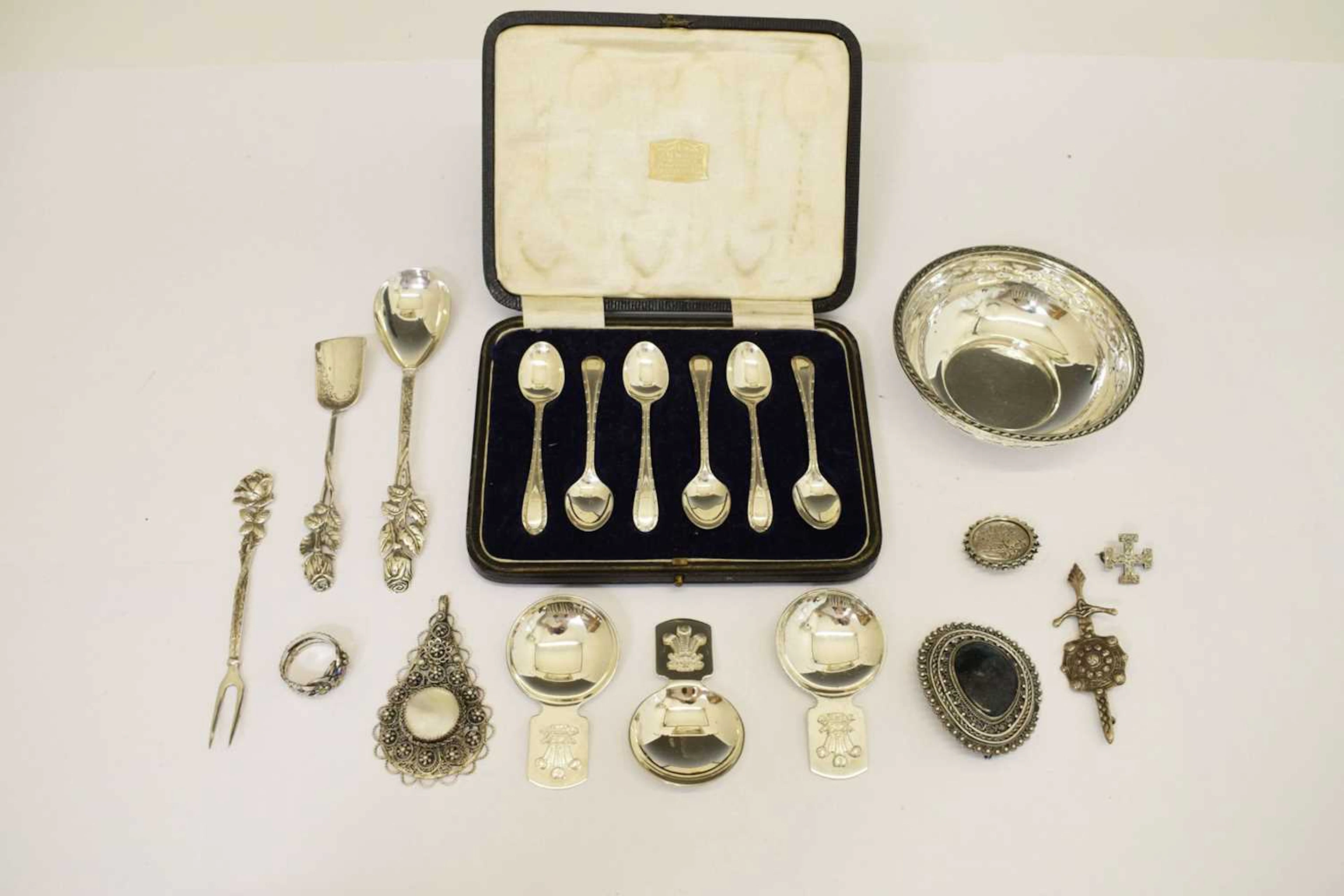 Collection of silver and white-metal items