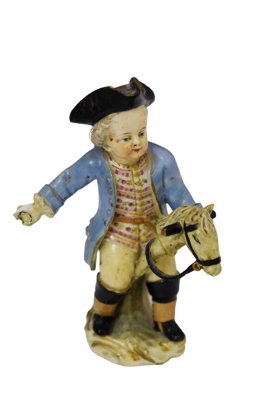 19th century Meissen porcelain figure of a boy with hobby horse