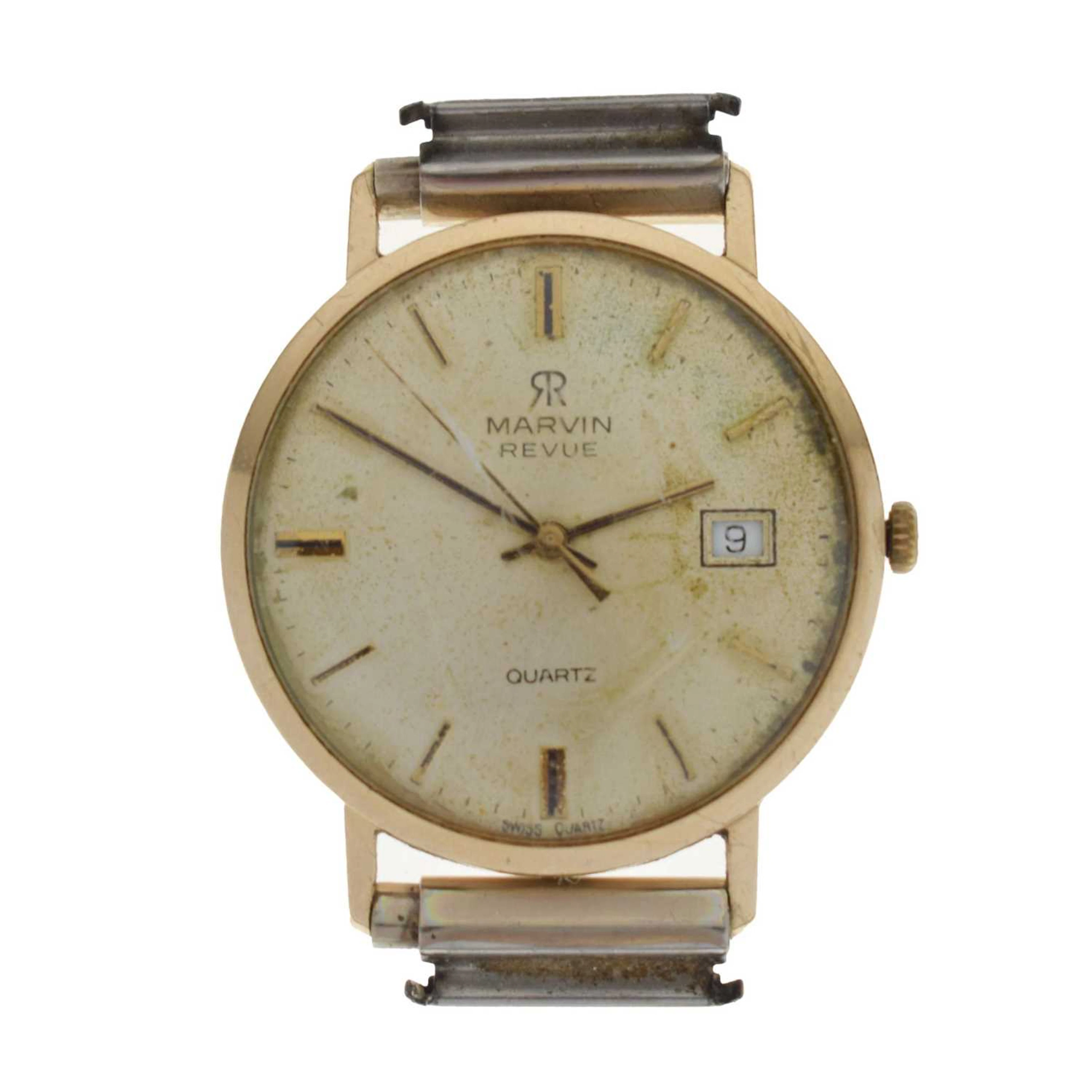 Marvin Revue - 9ct gold cased watch head