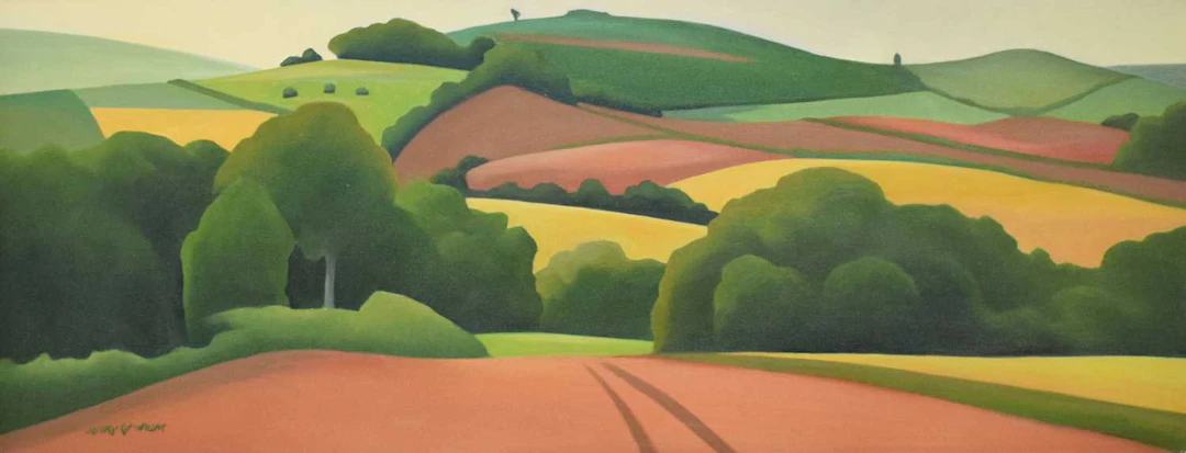ARR Jenny Graham (b.1946) - Oil on canvas - 'Devon Field Patterns'