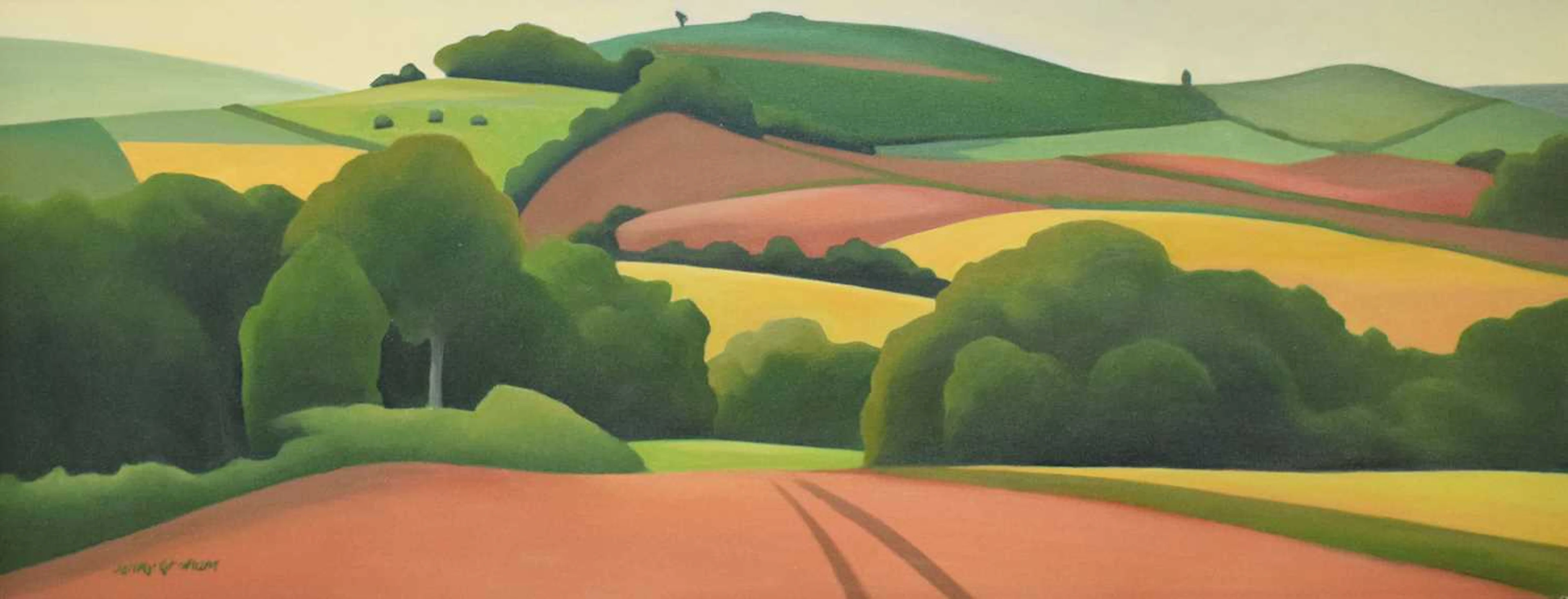 ARR Jenny Graham (b.1946) - Oil on canvas - 'Devon Field Patterns'