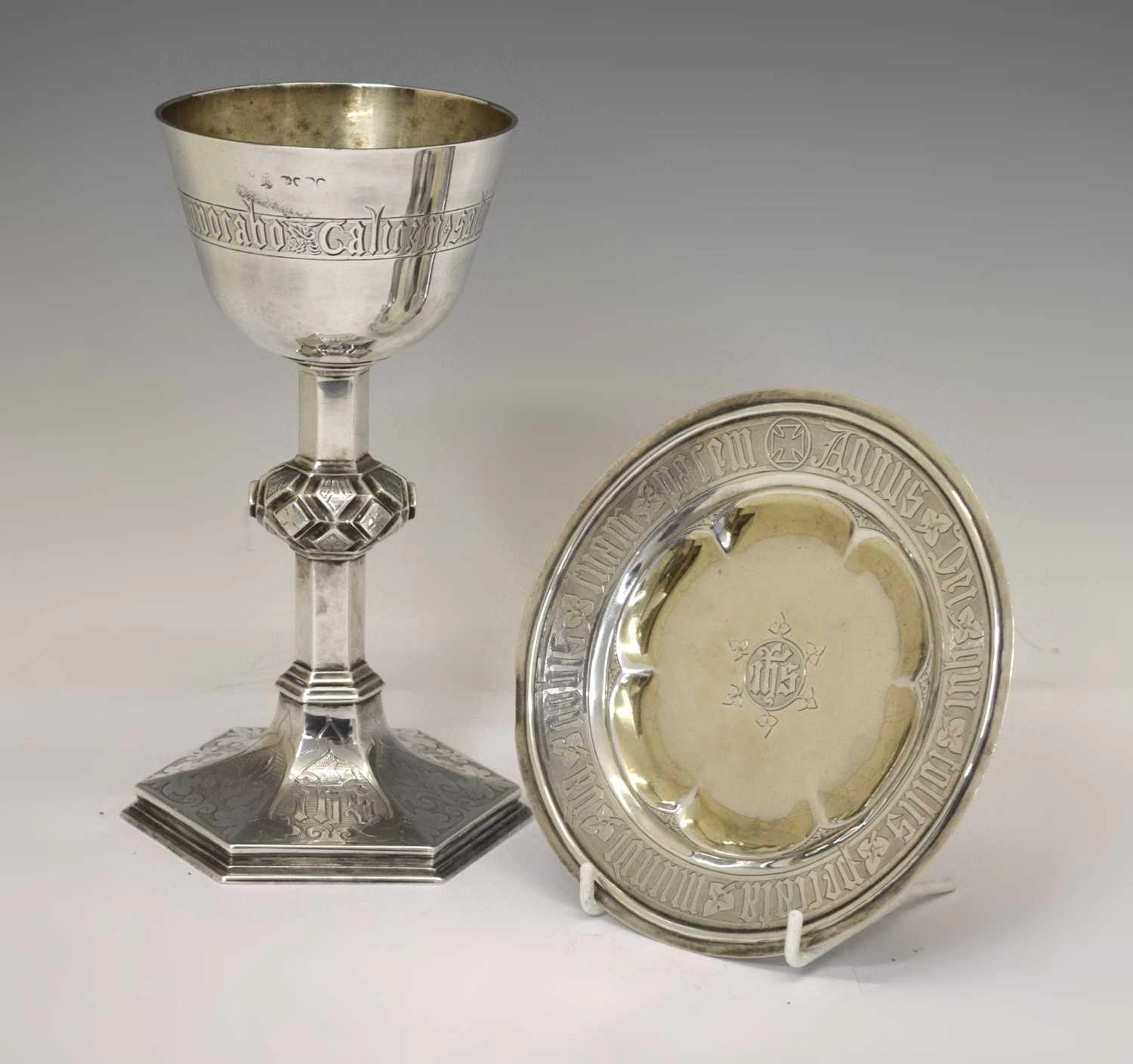Victorian silver communion chalice and paten