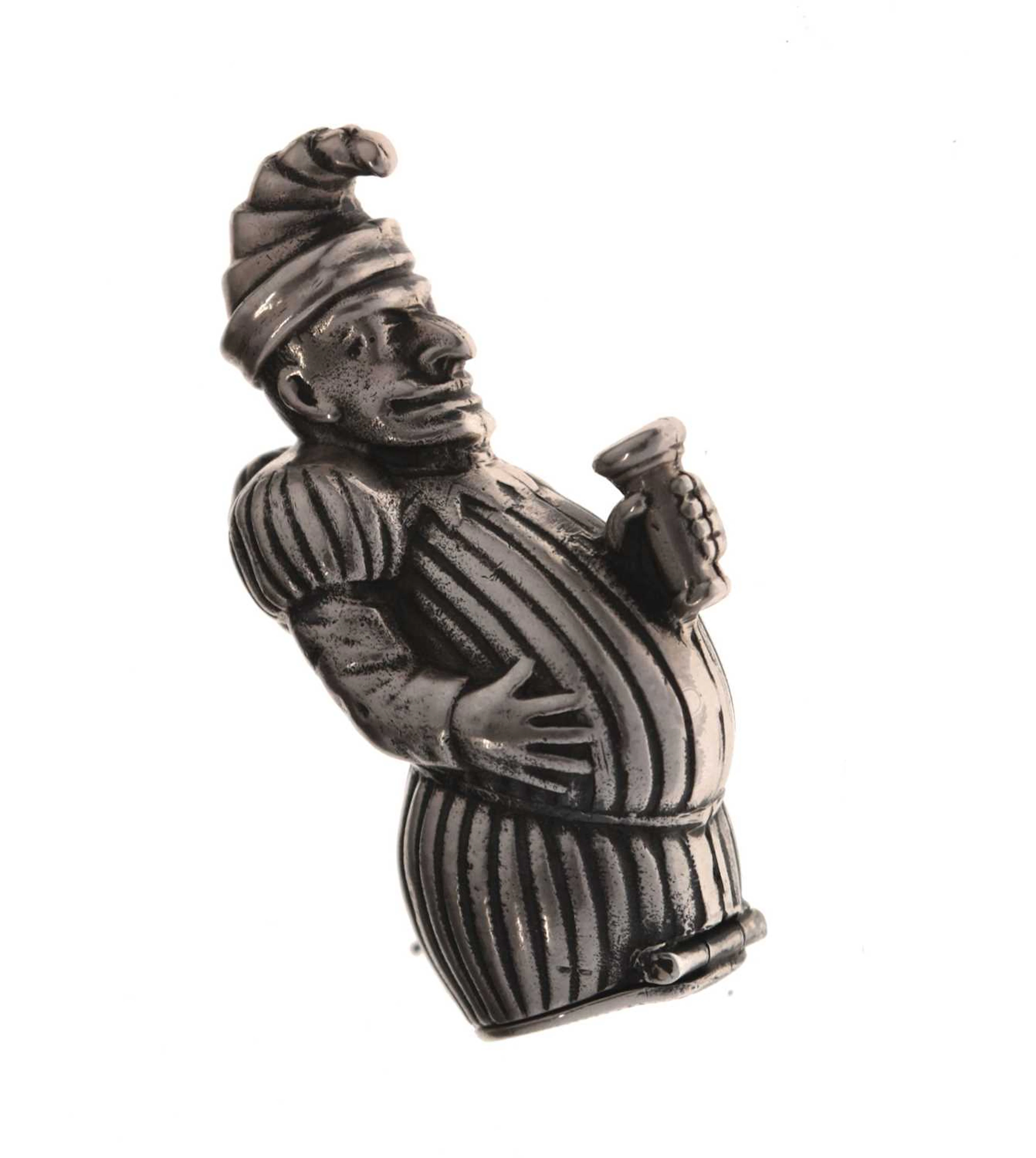 Elizabeth II silver novelty vesta case in the form of Mr Punch