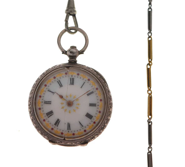 Early 20th century lady's white metal cased fob watch