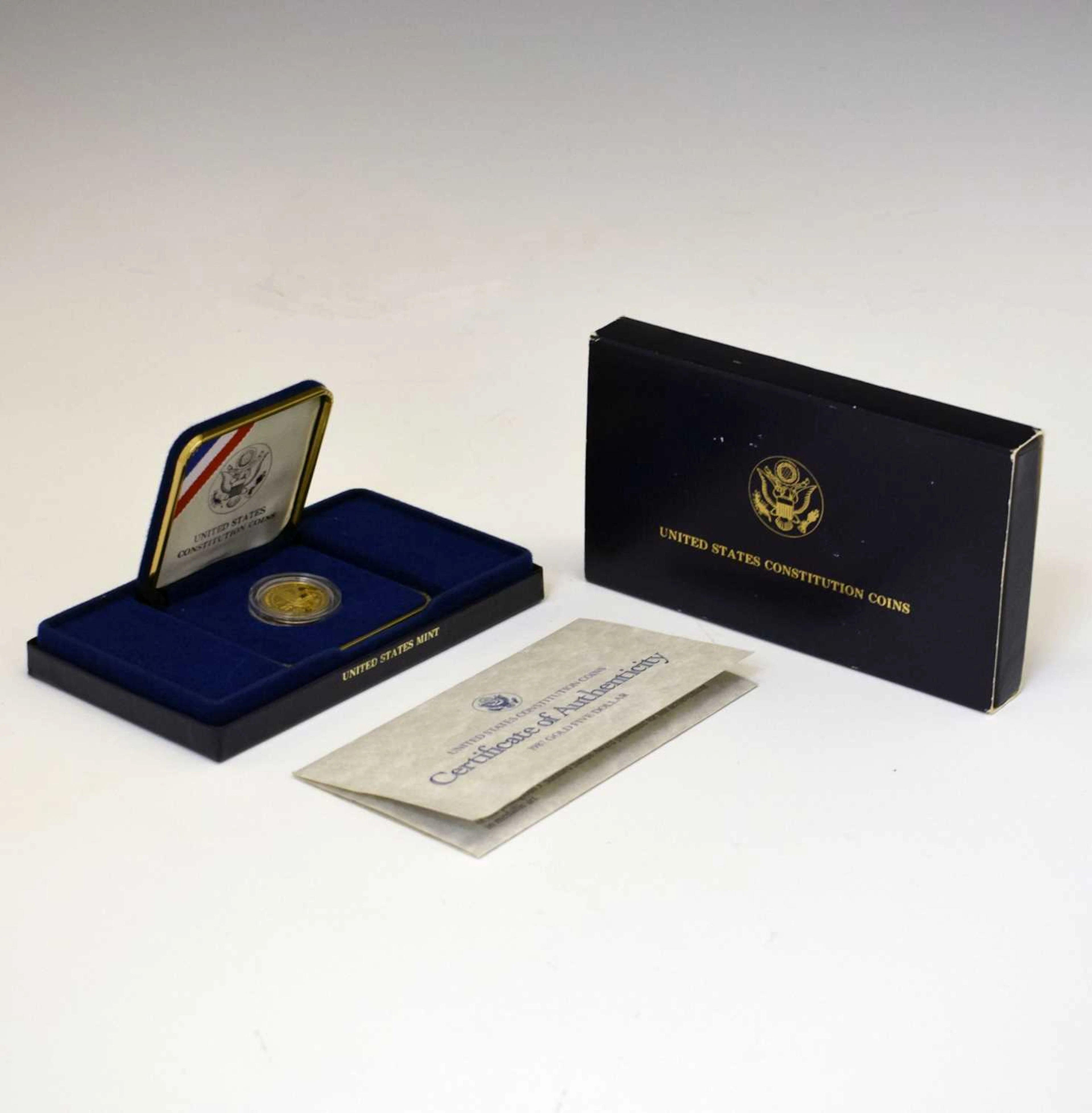 USA gold $5 proof coin, 1987