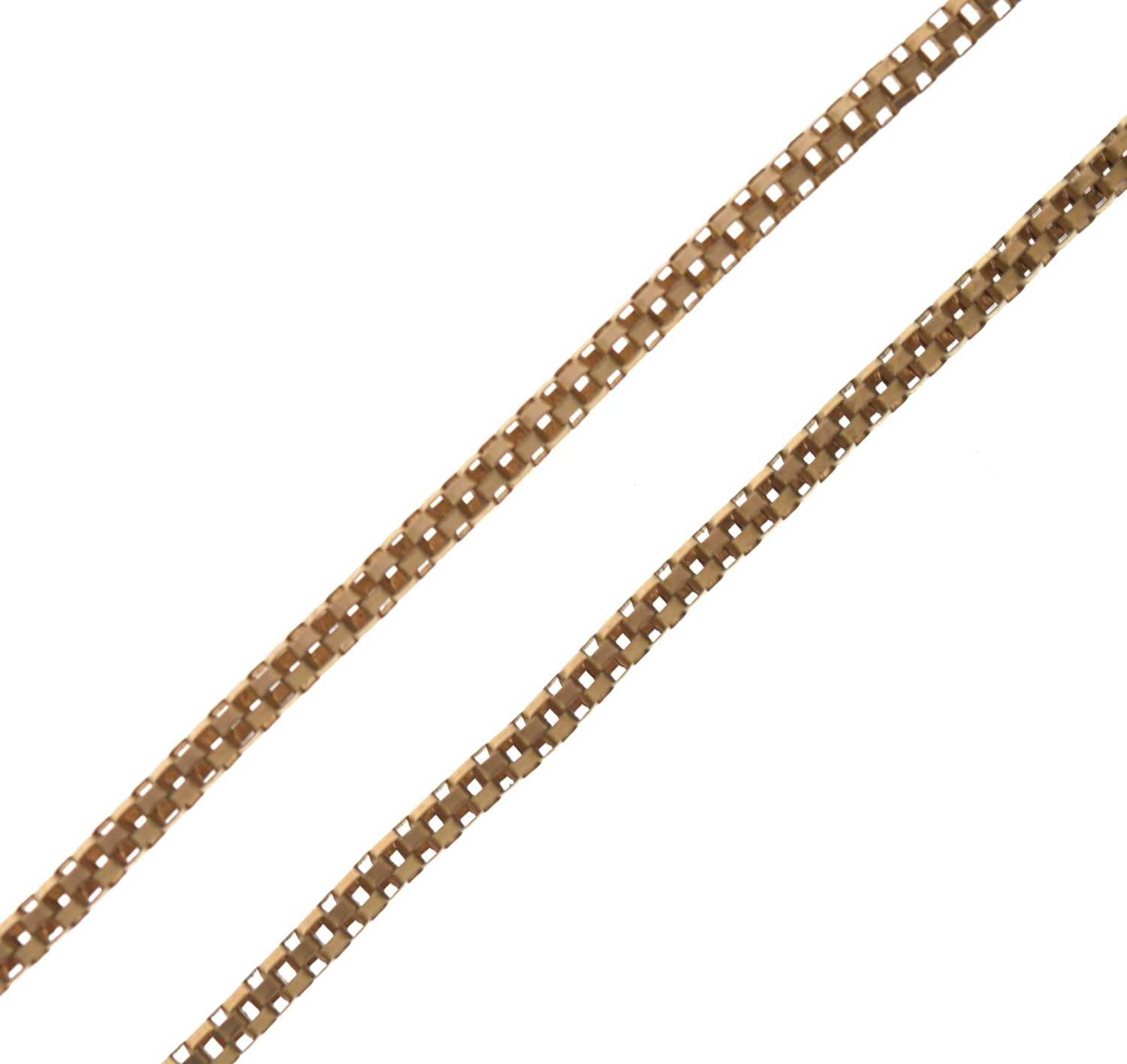Yellow metal brick/box link necklace