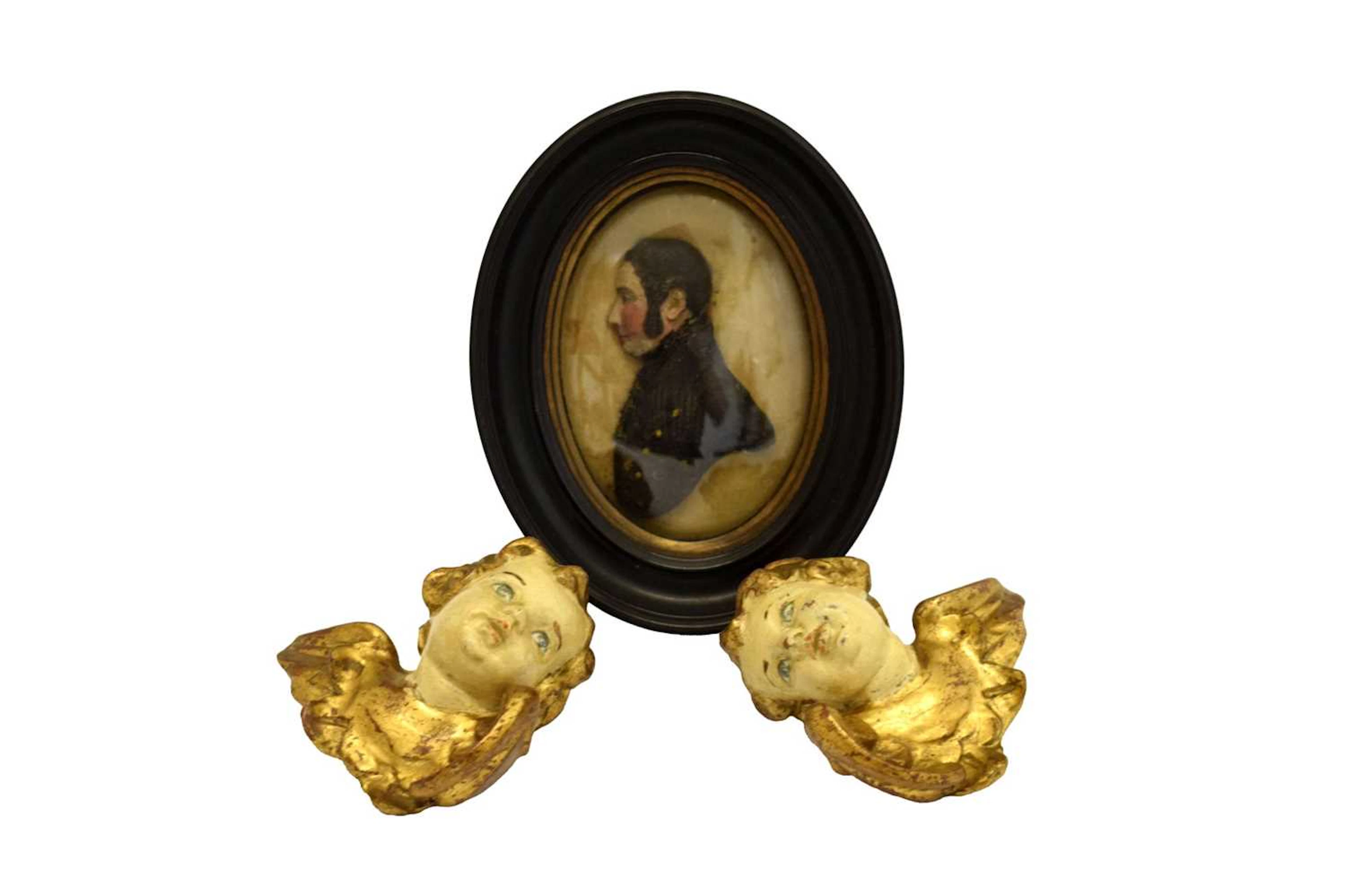 19th century wax side profile portrait of a gentleman