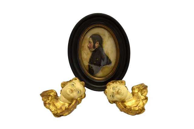 19th century wax side profile portrait of a gentleman