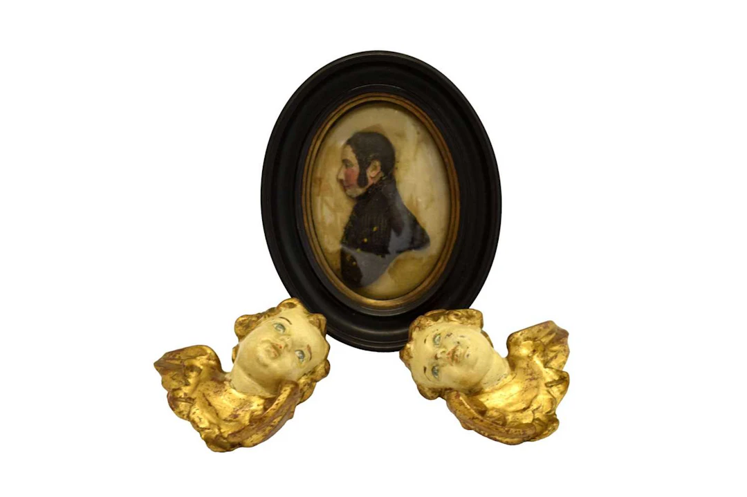 19th century wax side profile portrait of a gentleman