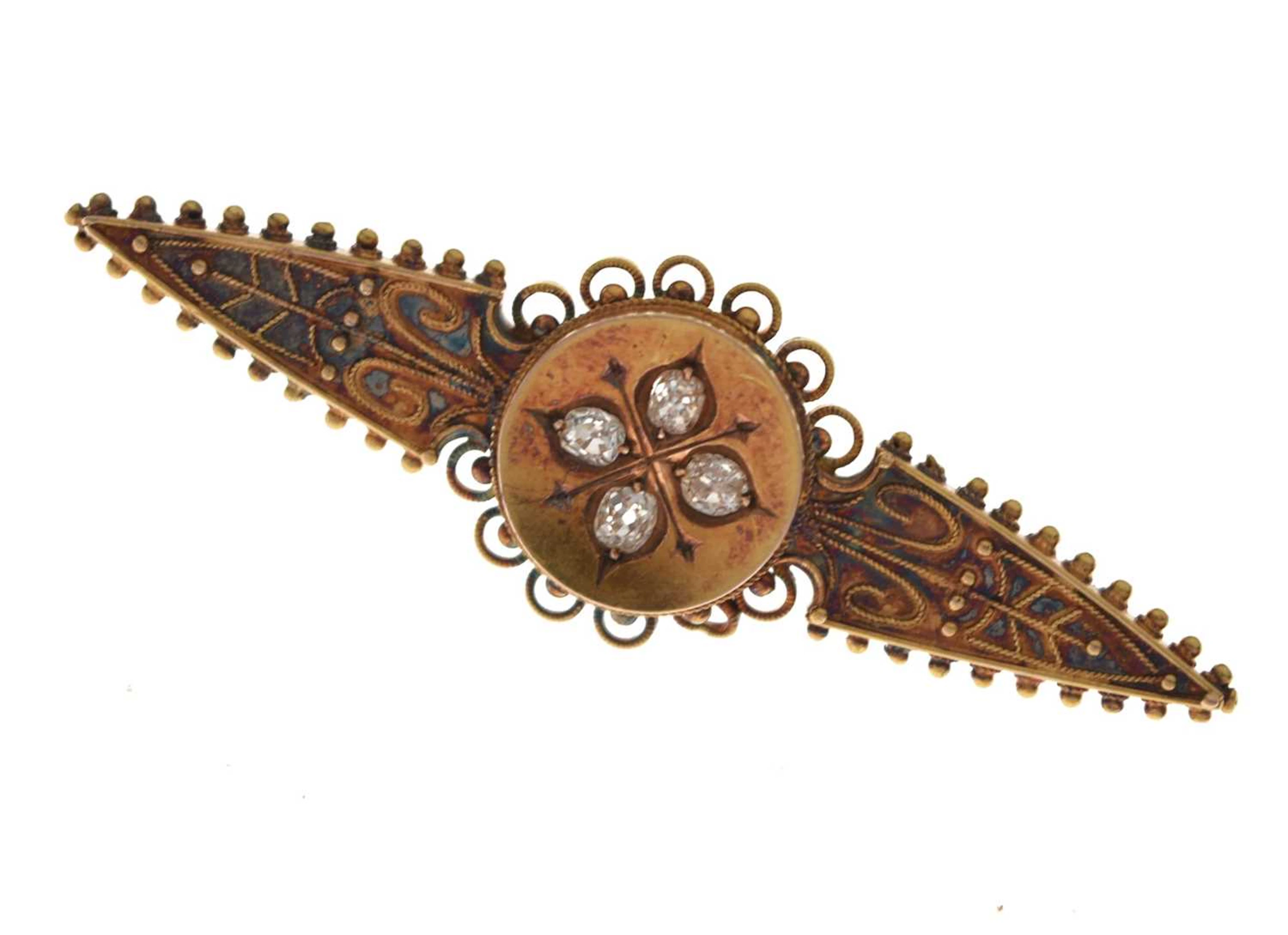 Victorian diamond set brooch, tagged 15ct