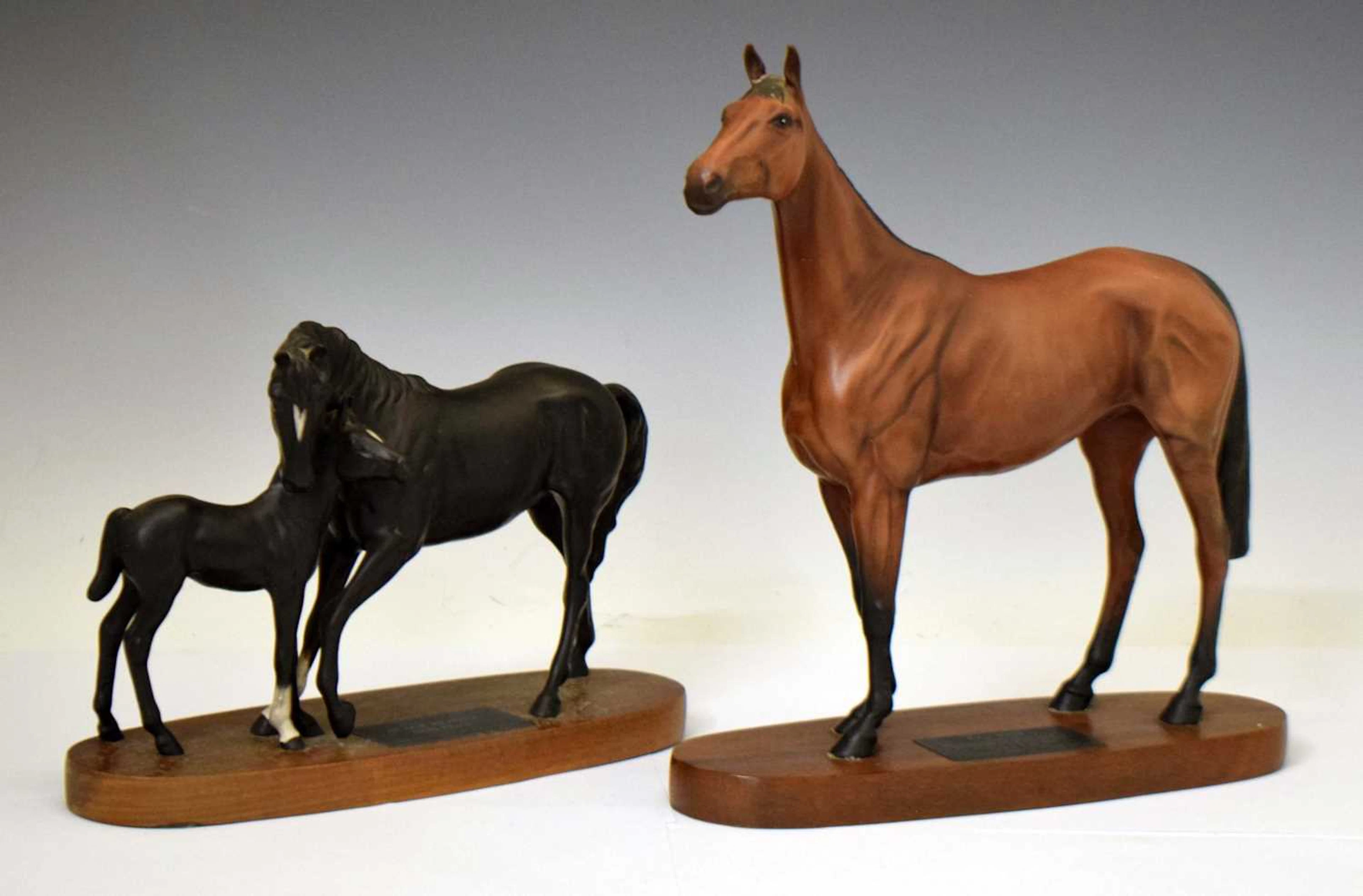 Connoisseur Models by Beswick - 'Red Rum' and 'Black Beauty and Foal'