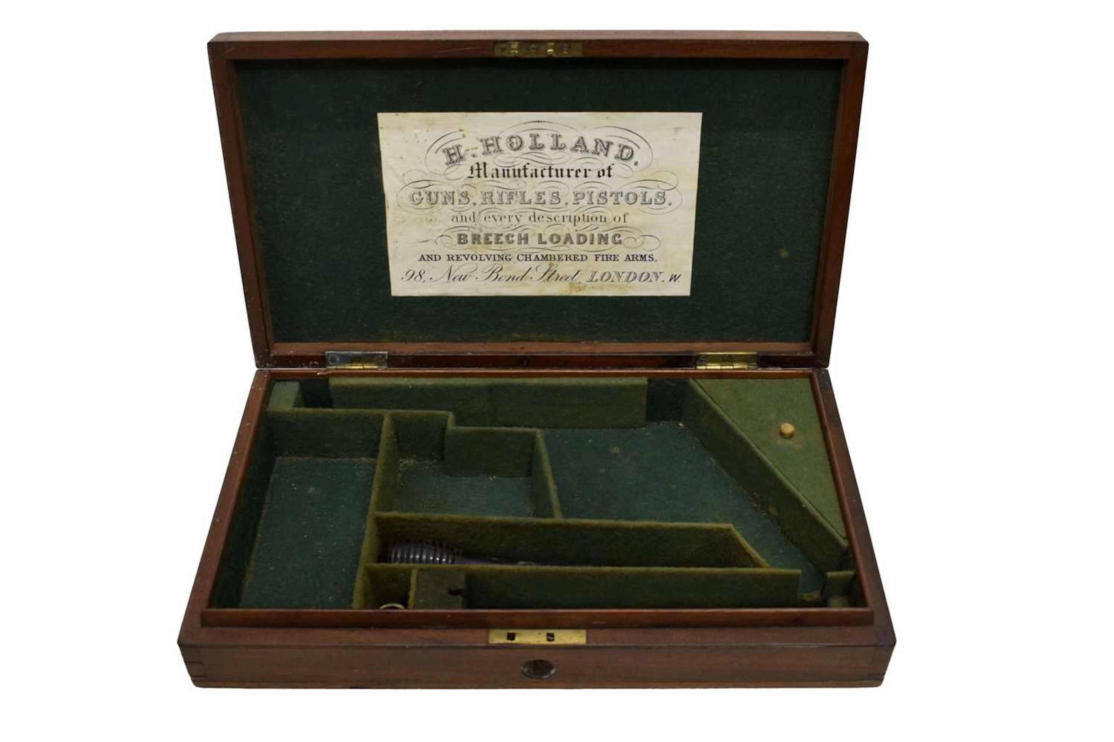 19th century mahogany pistol box (vacant)