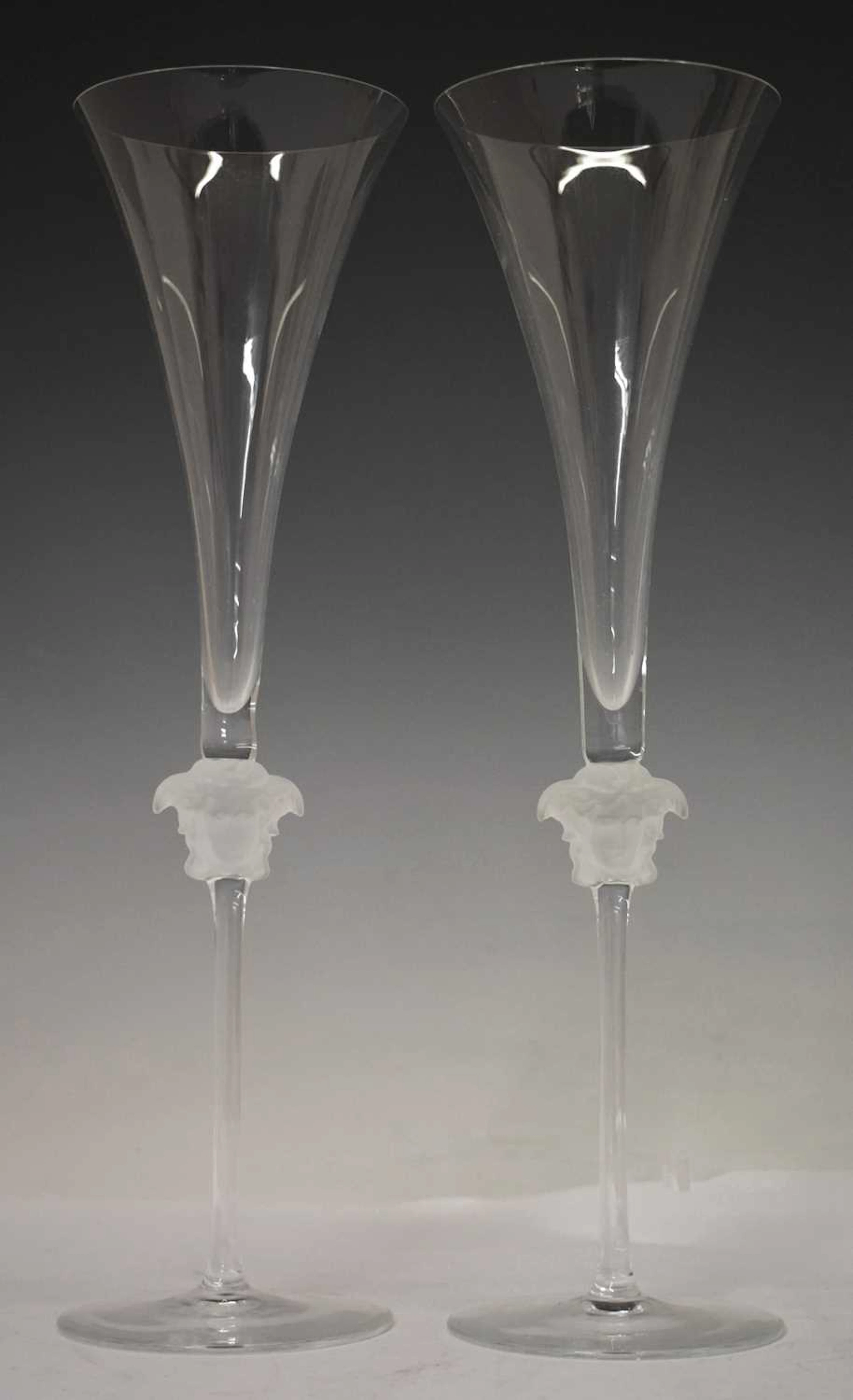 Versace - Pair of Rosenthal 'Medusa Lumiere' crystal champagne flutes