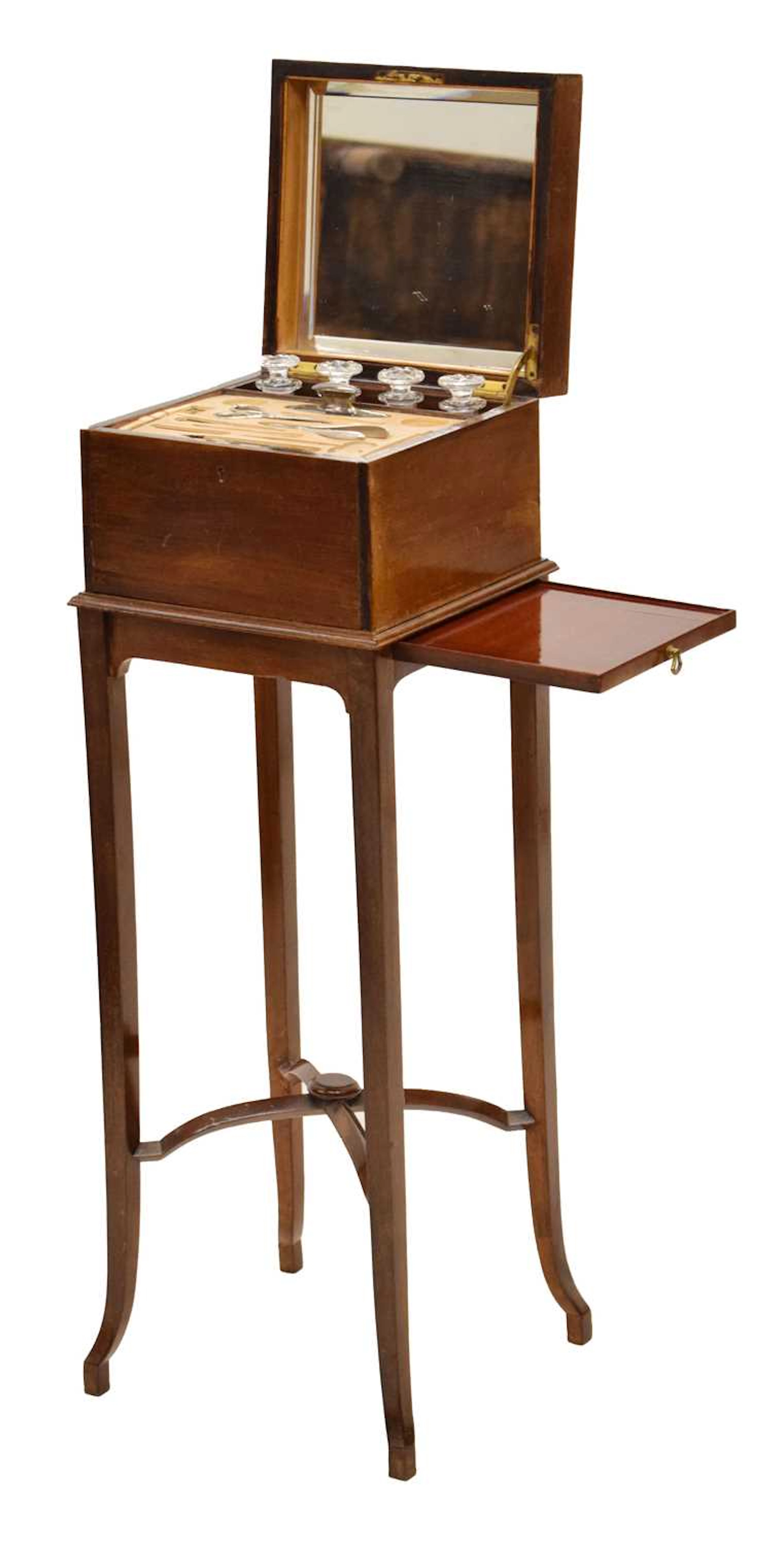 Early 20th century mahogany vanity box on stand