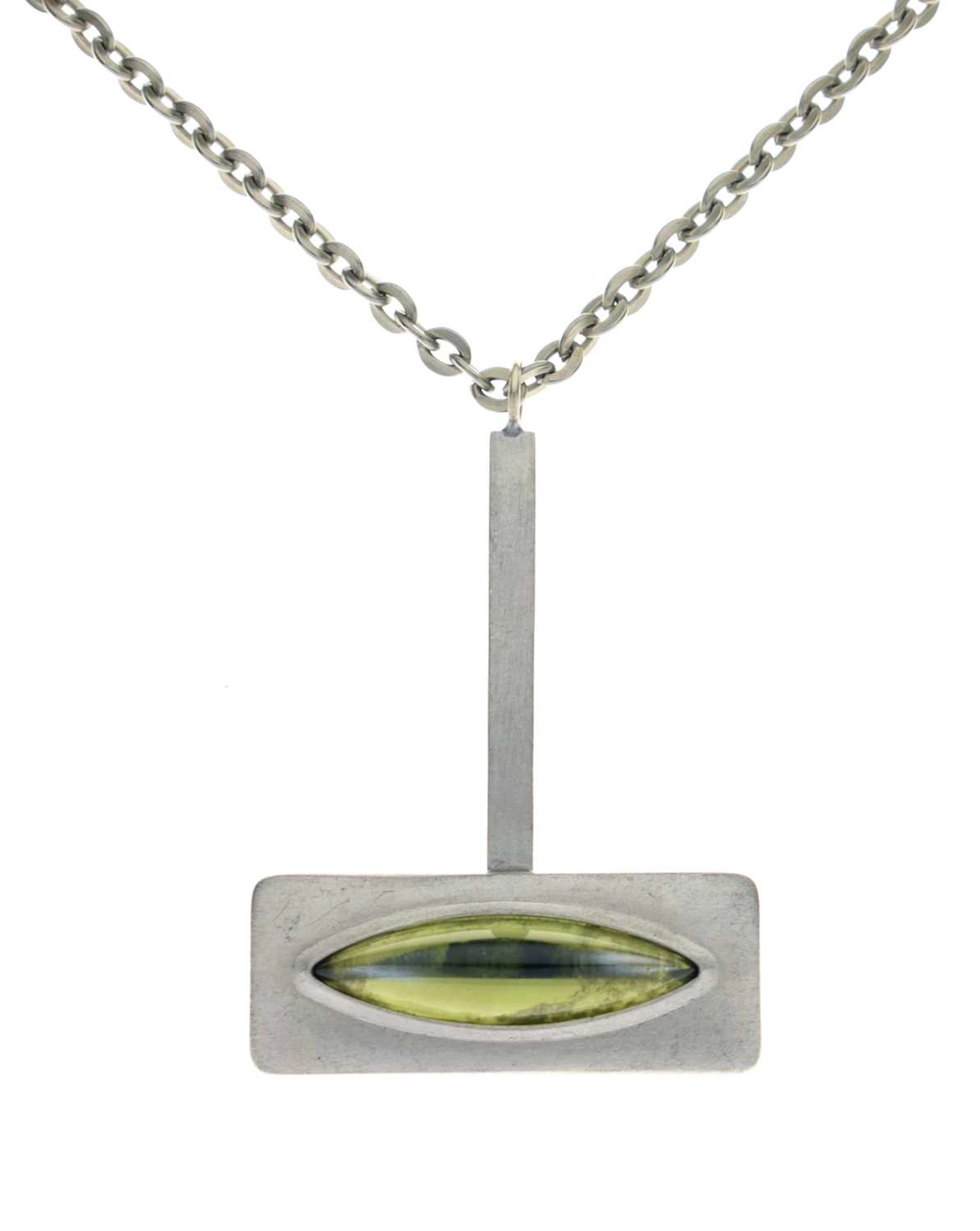 Jorgen Jensen green glass pewter pendant necklace
