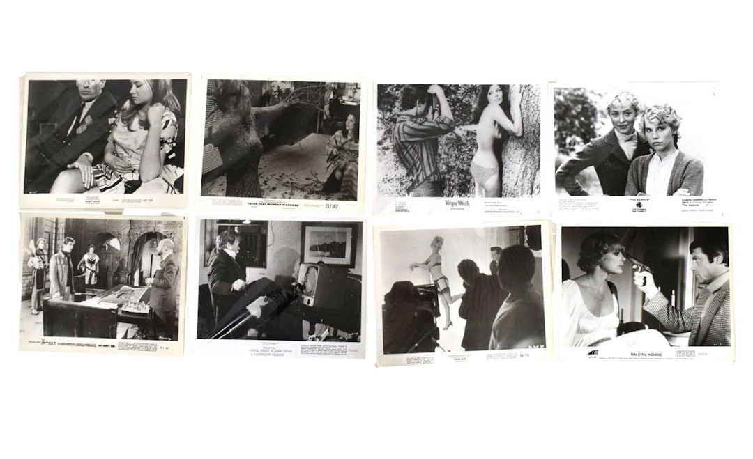Collection of mid 20th century film publicity photographs and movie foyer cards