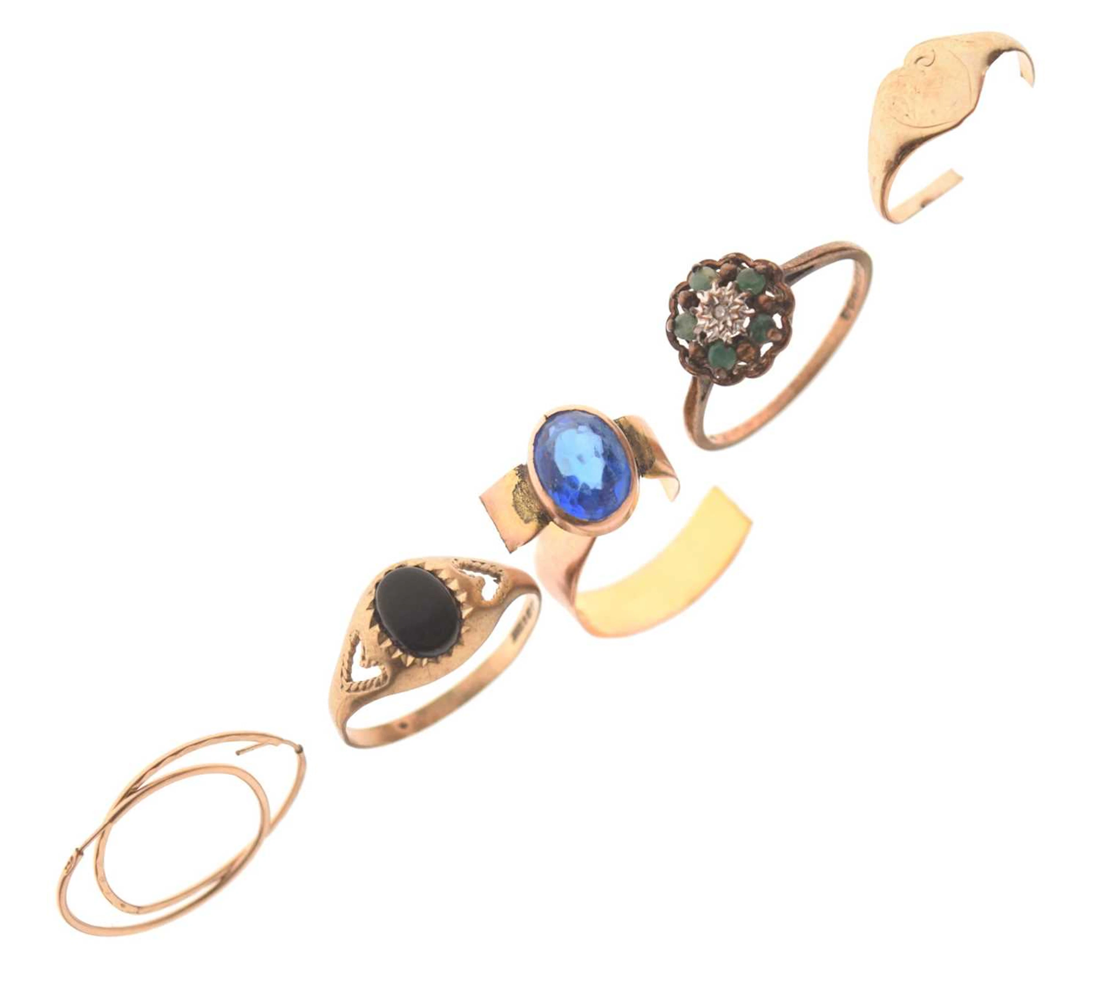 Two 9ct gold dress rings, etc