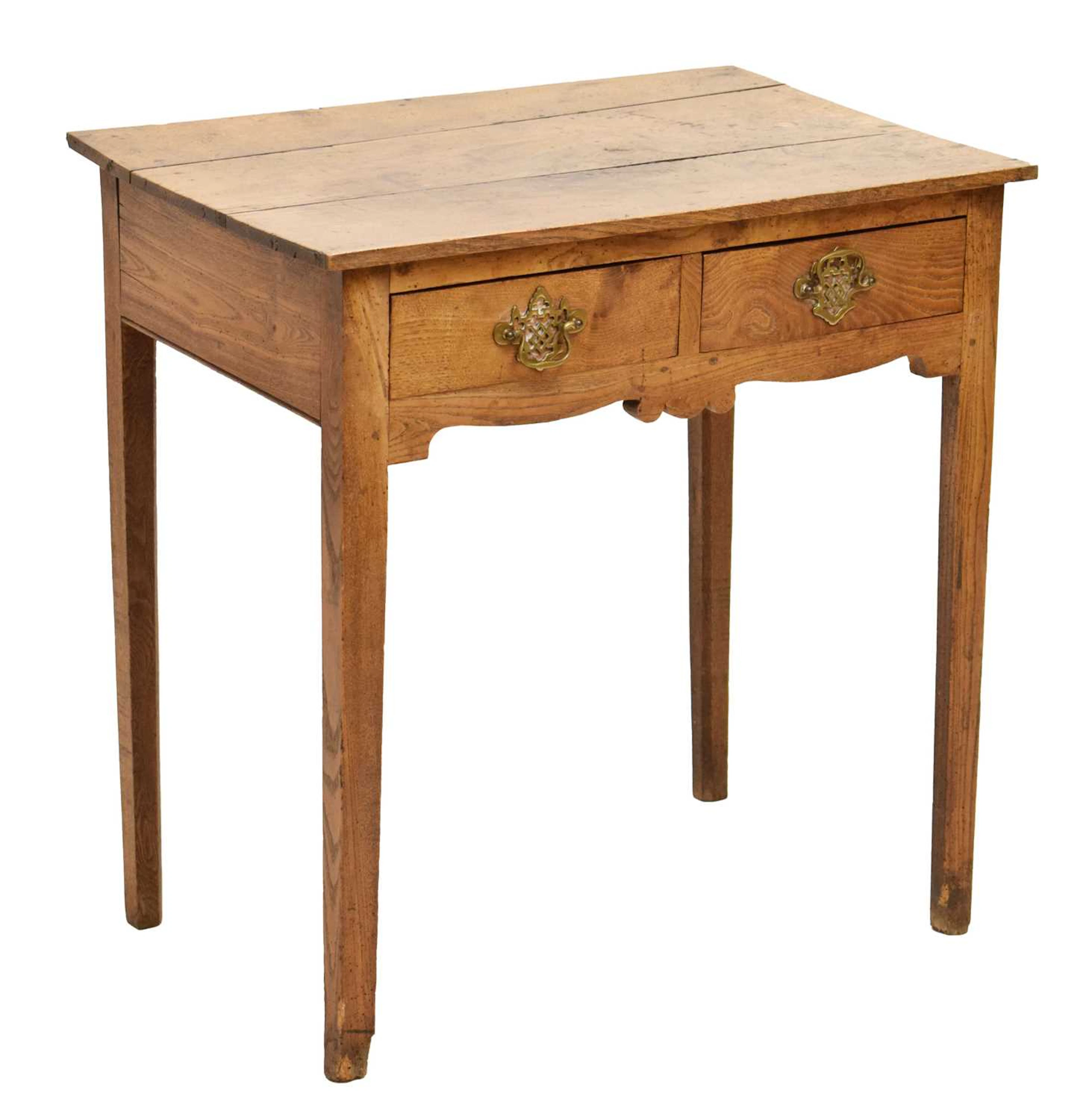 George III elm two-drawer side table