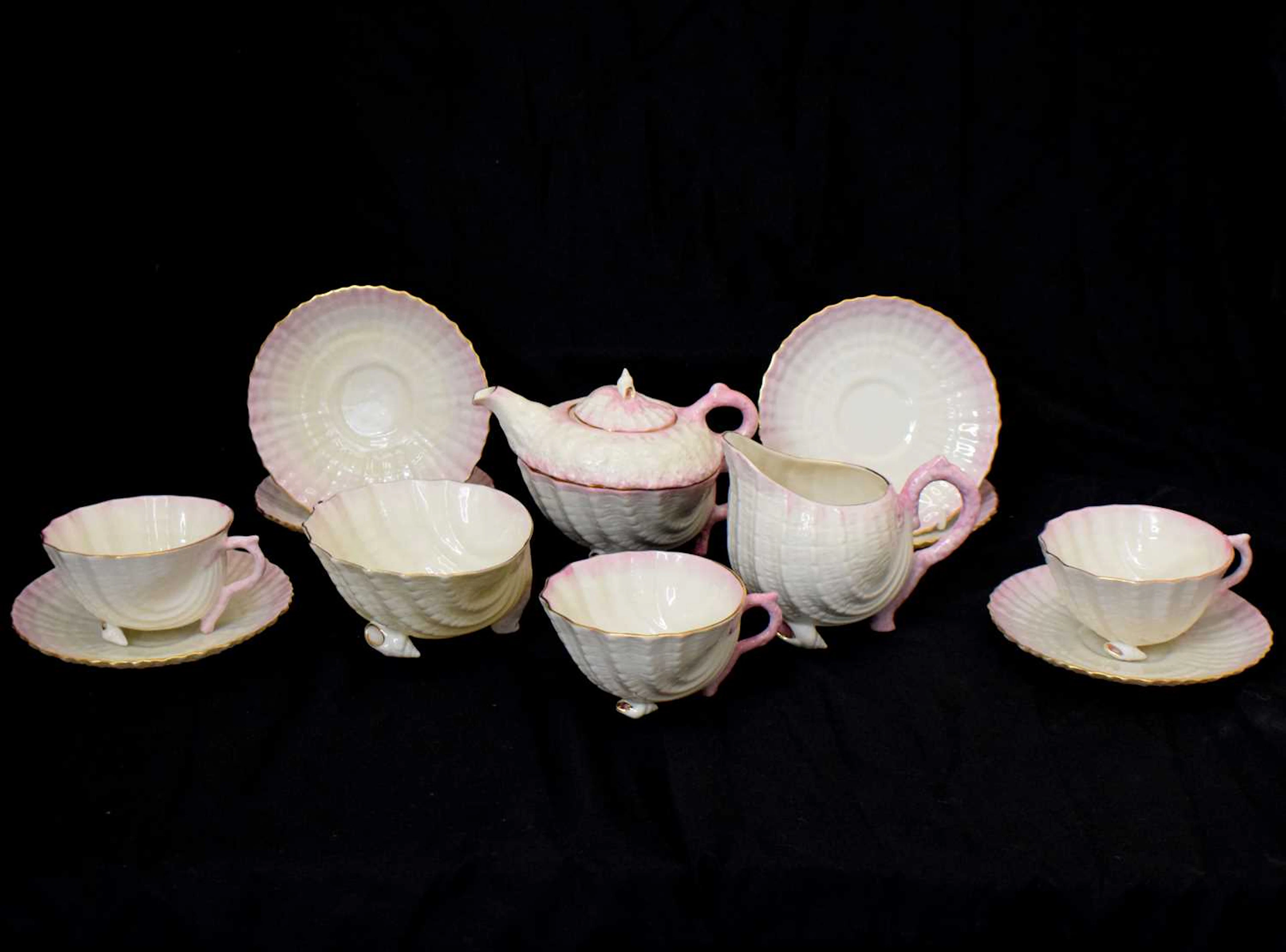 Group of later 20th century Belleek 'Neptune' teawares