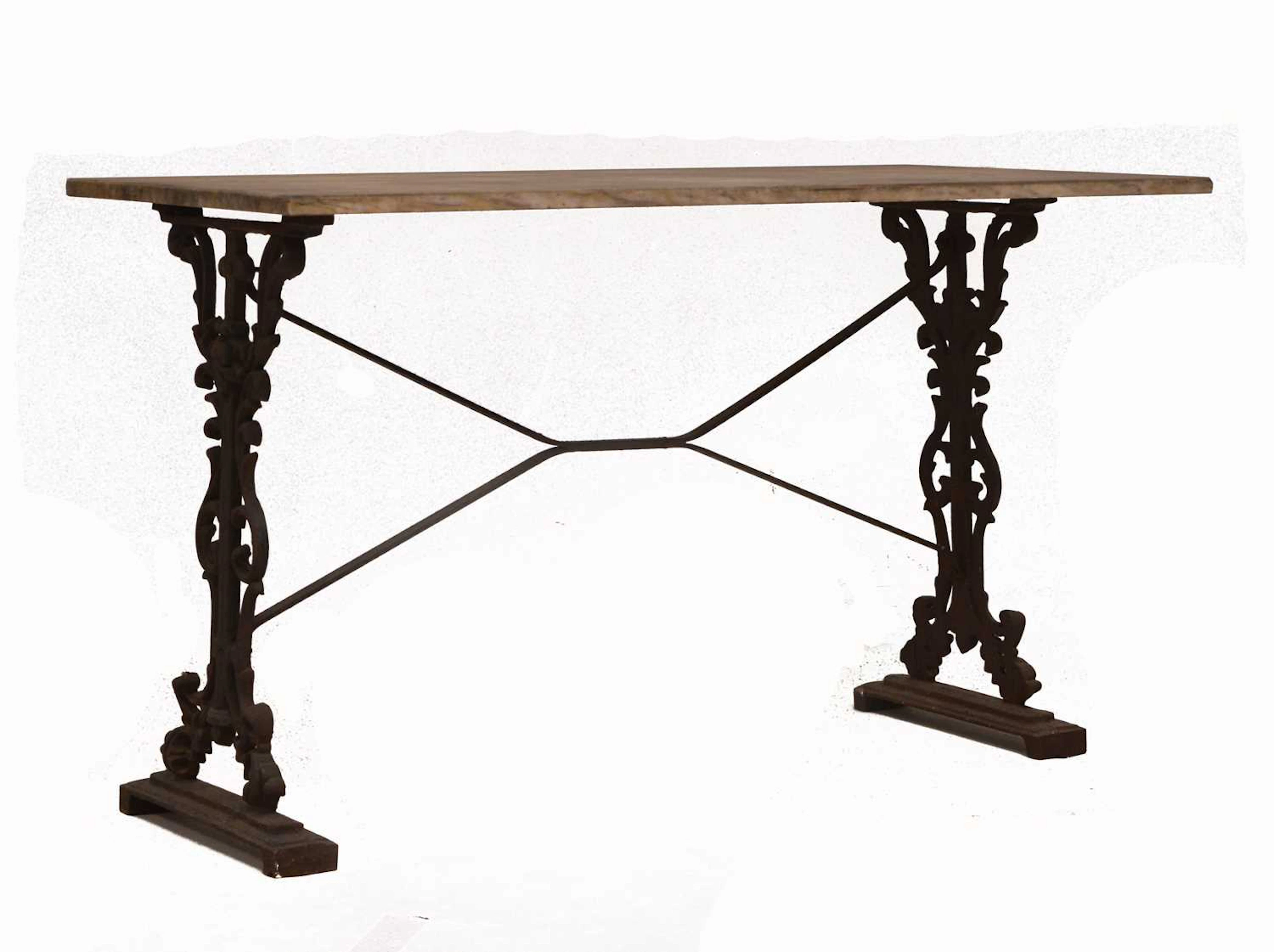 Early 20th century marble-top and cast iron table