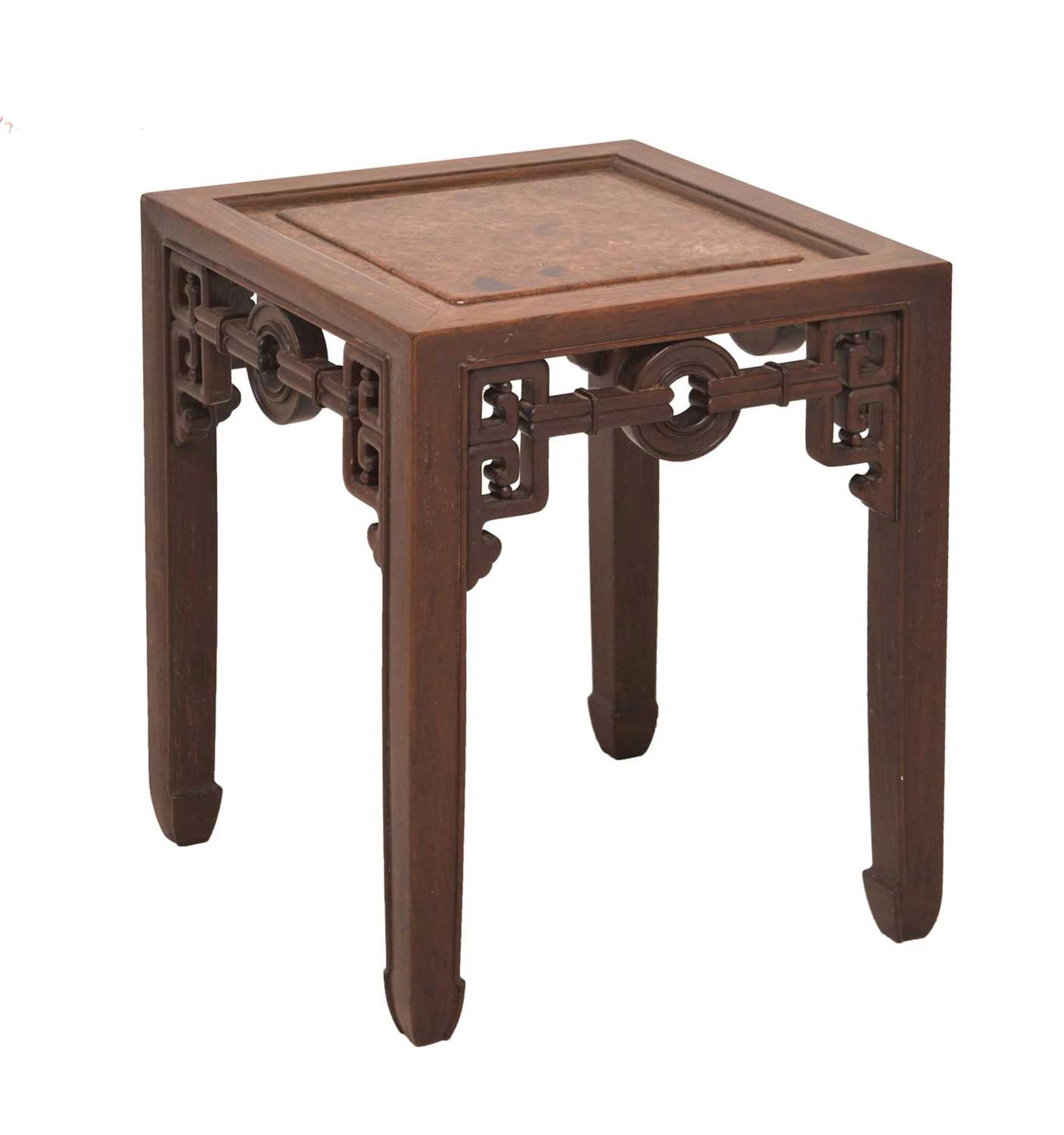 Chinese hardwood and burrwood vase stand or occasional table