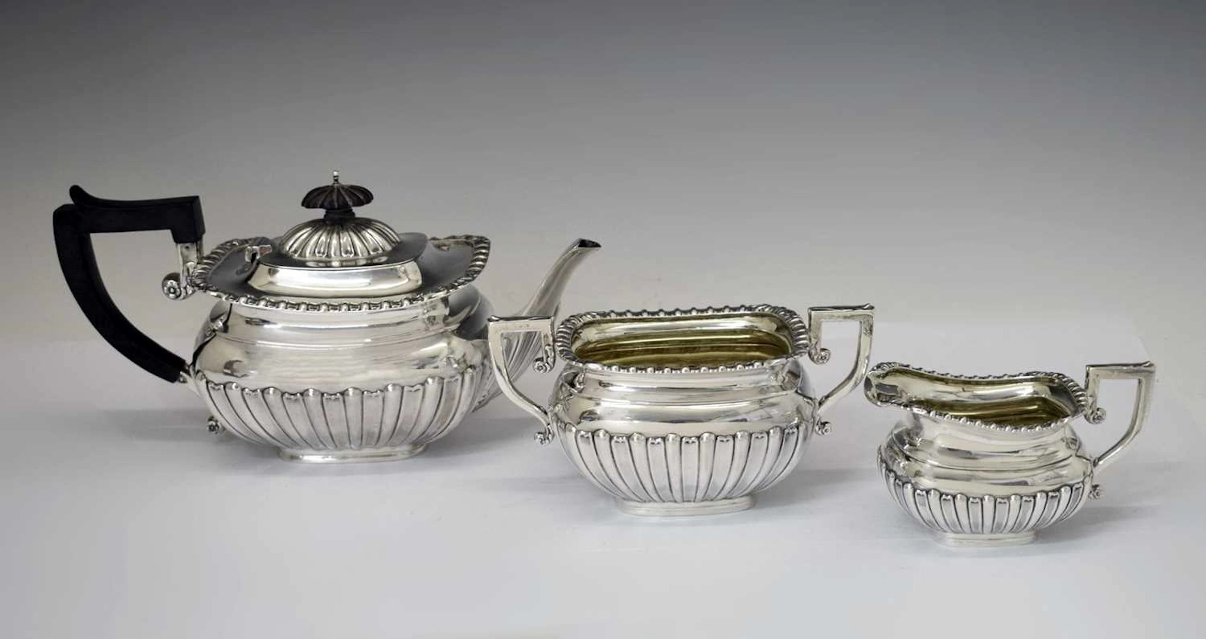 George V Irish silver three-piece tea set