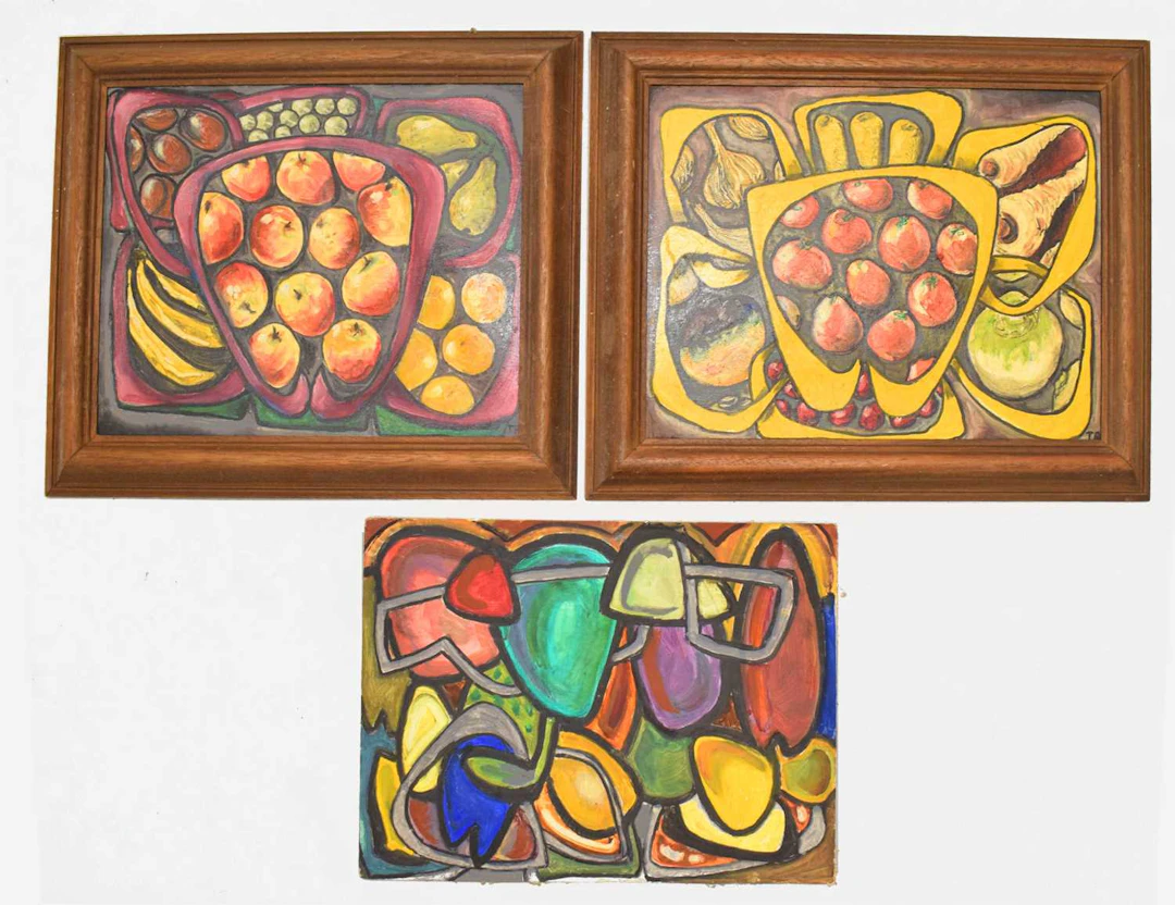 Tom Robinson (20th century) - Three oils on board - Still life studies